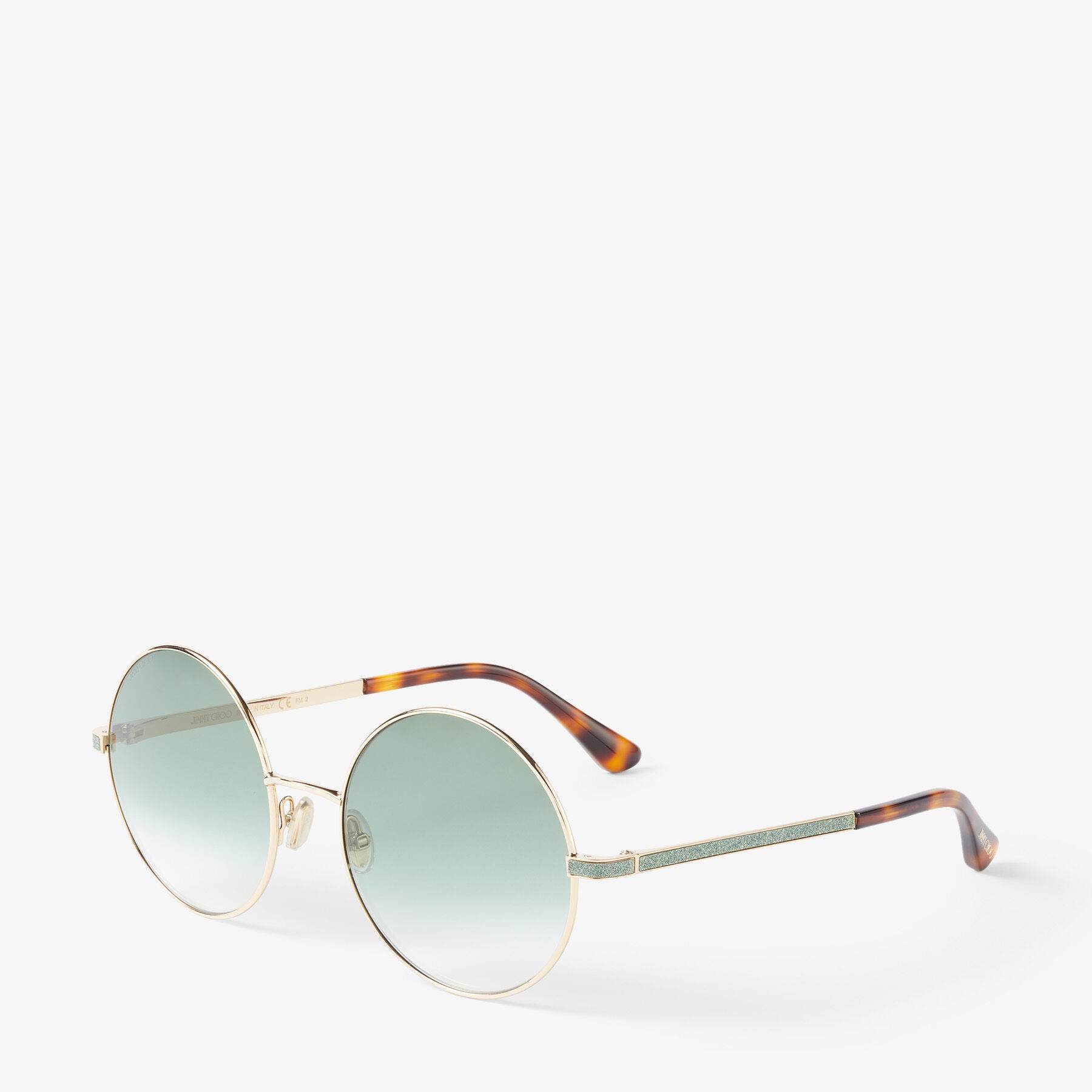 Oriane/s 57
Green and Gold Havana Round-Frame Sunglasses - 3