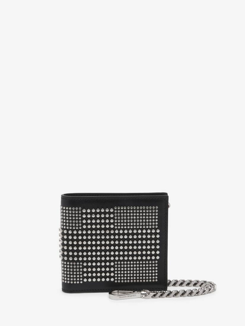 Men's Studded Billfold Wallet 와 Chain 에 검정 1