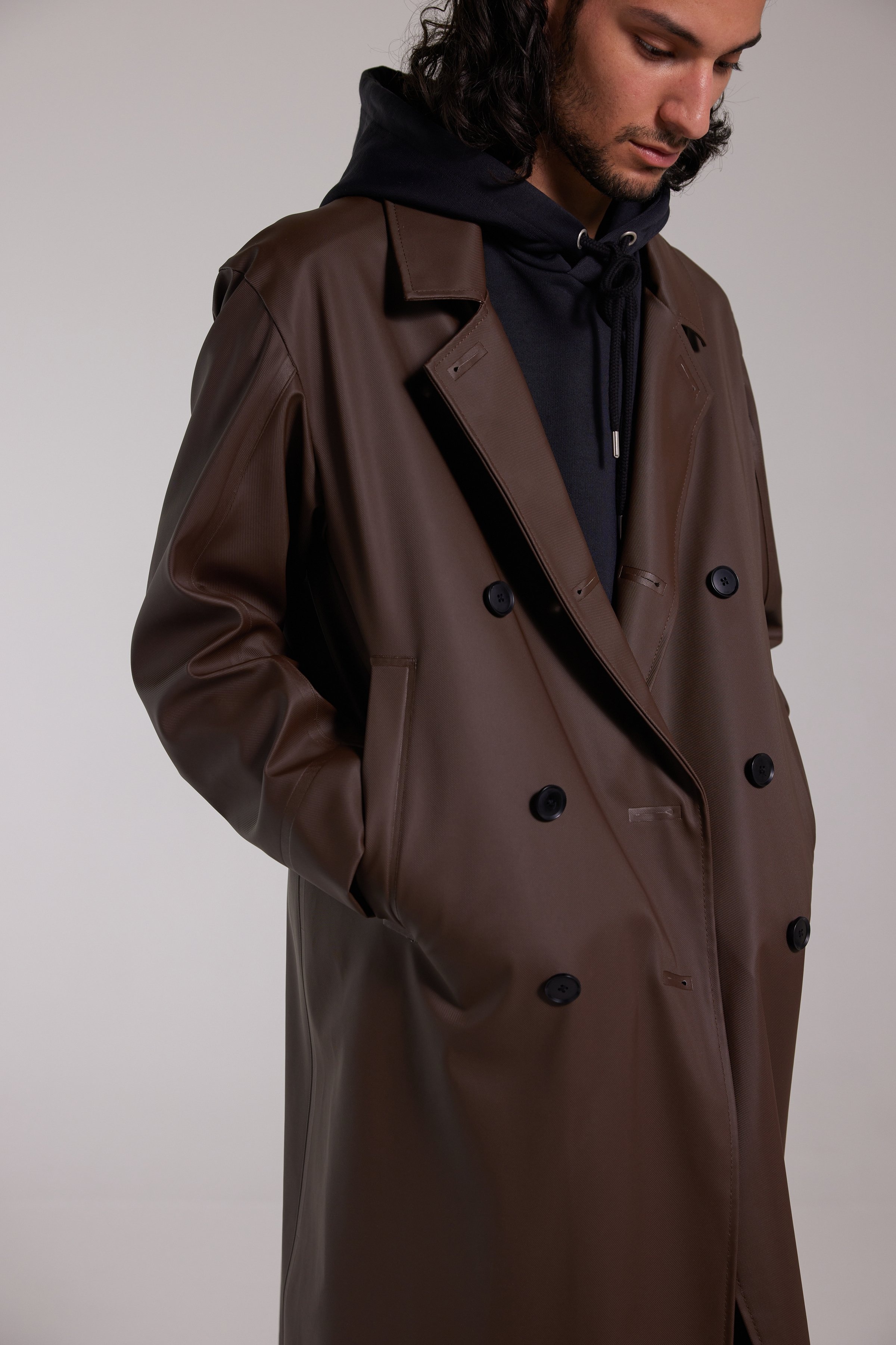 Rosenbad Long Double Breasted Overcoat Dark Brown - 2