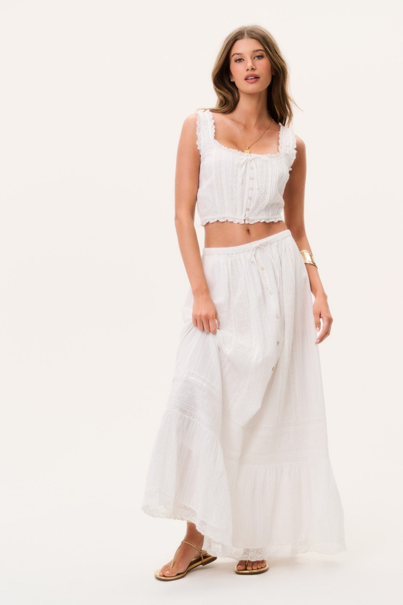 LoveShackFancy Brina Cotton Maxi Skirt outlook