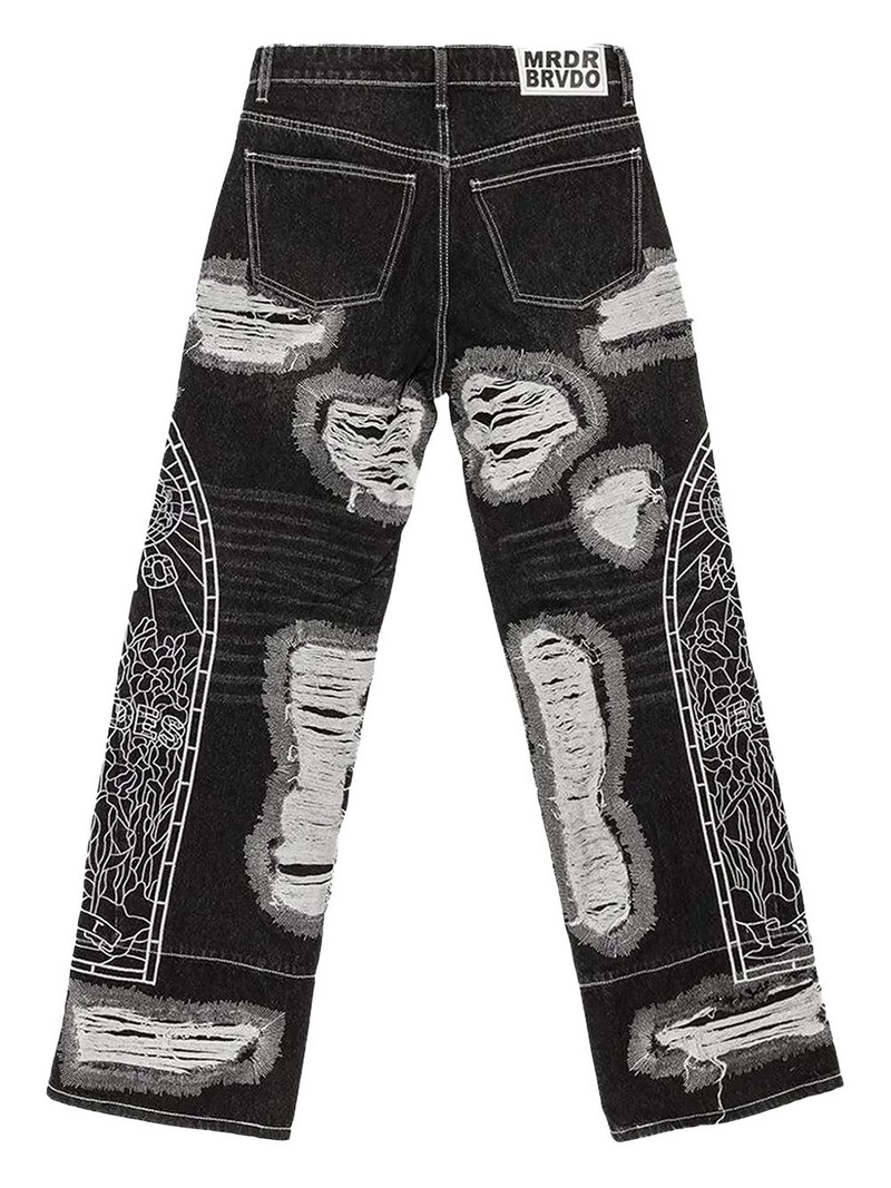 WHO DECIDES WAR embroidered distressed jeans outlook