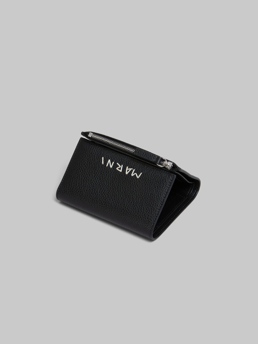 BLACK LEATHER TRIFOLD WALLET WITH MARNI MENDING - 4