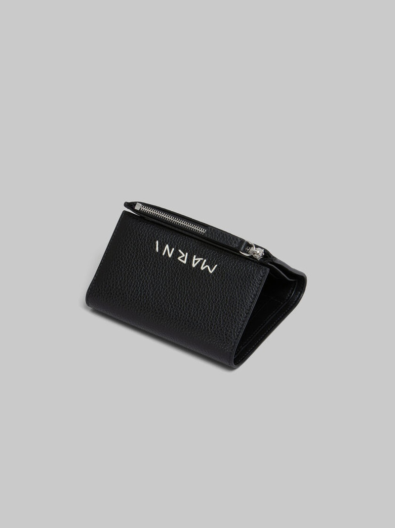 Marni BLACK LEATHER TRIFOLD WALLET WITH MARNI MENDING outlook