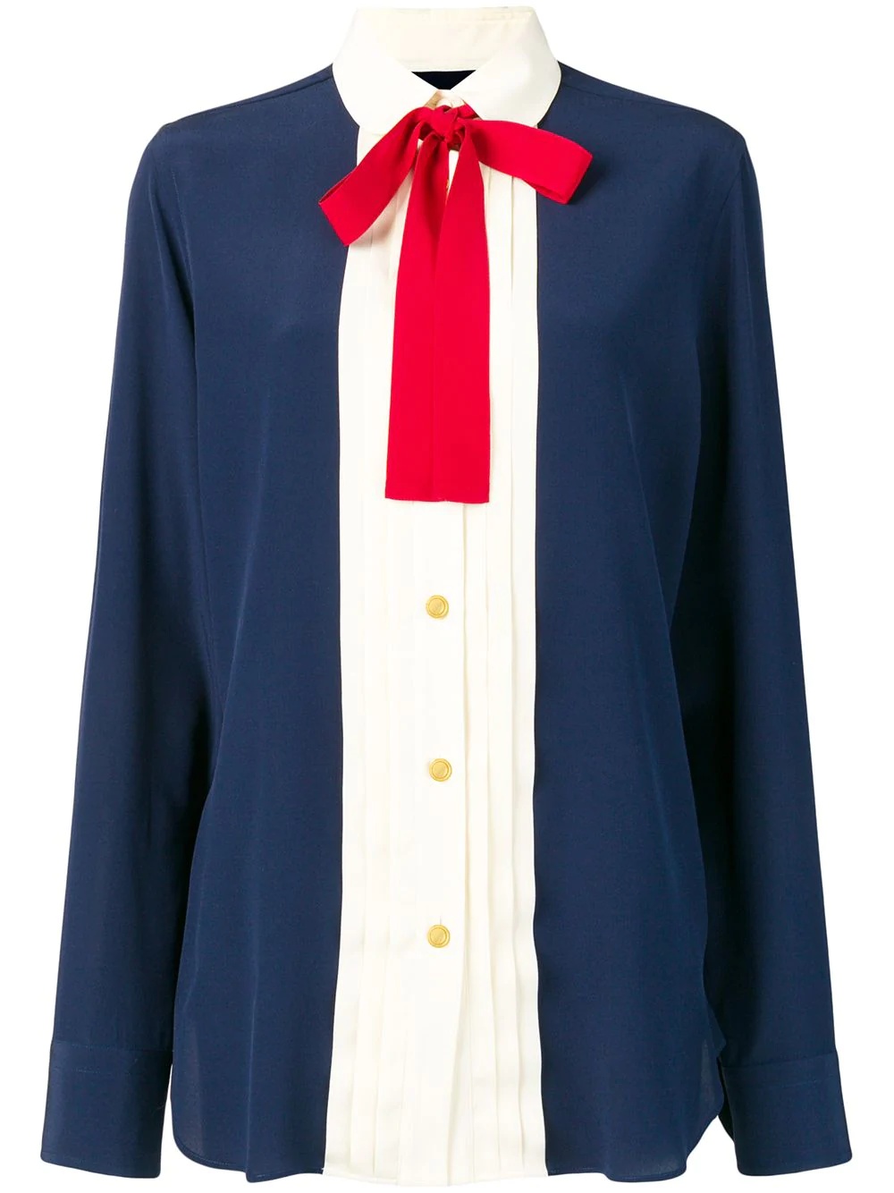 silk neck bow shirt - 1