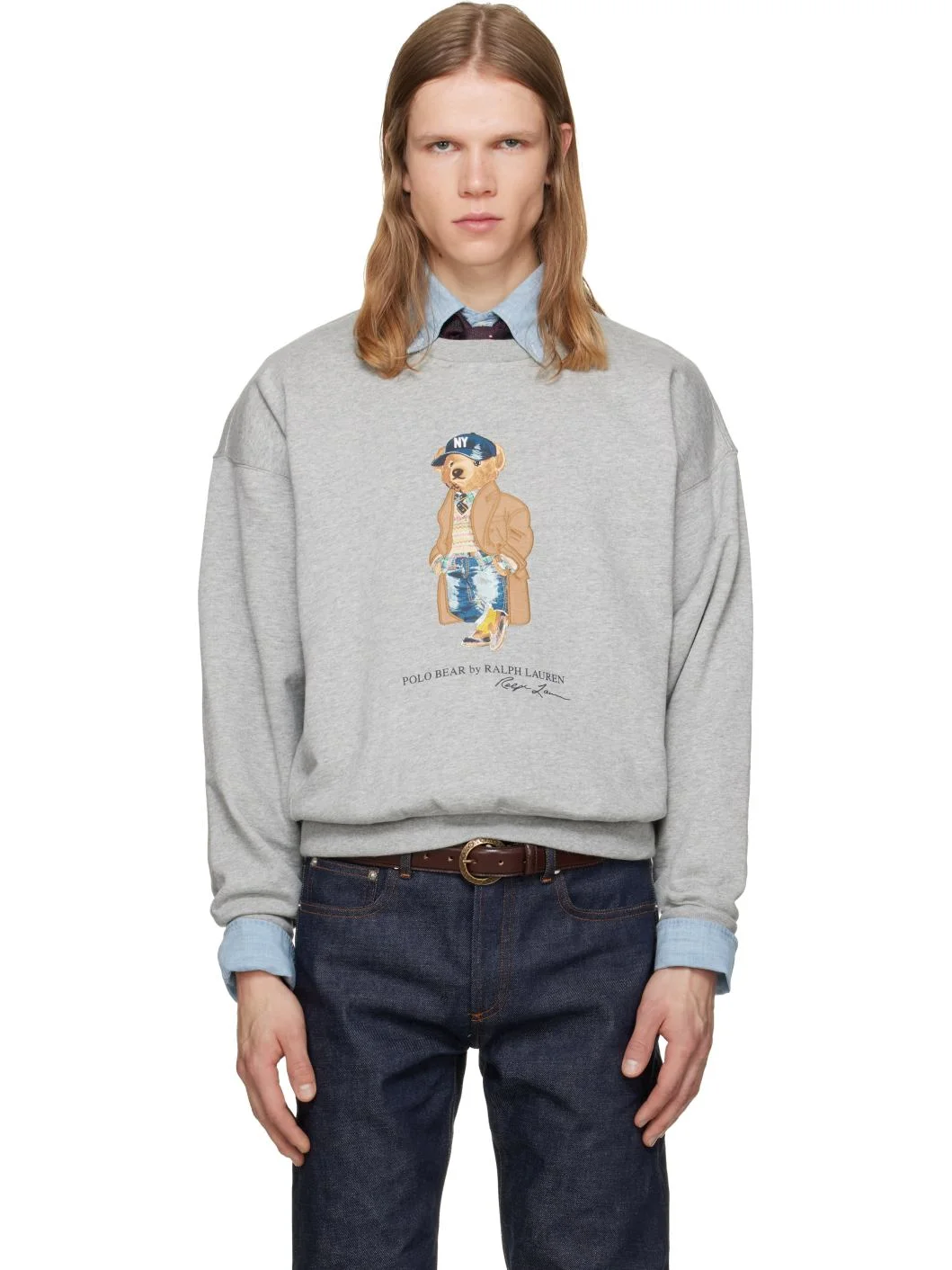 Gray Vintage Fit Polo Bear Sweatshirt - 1