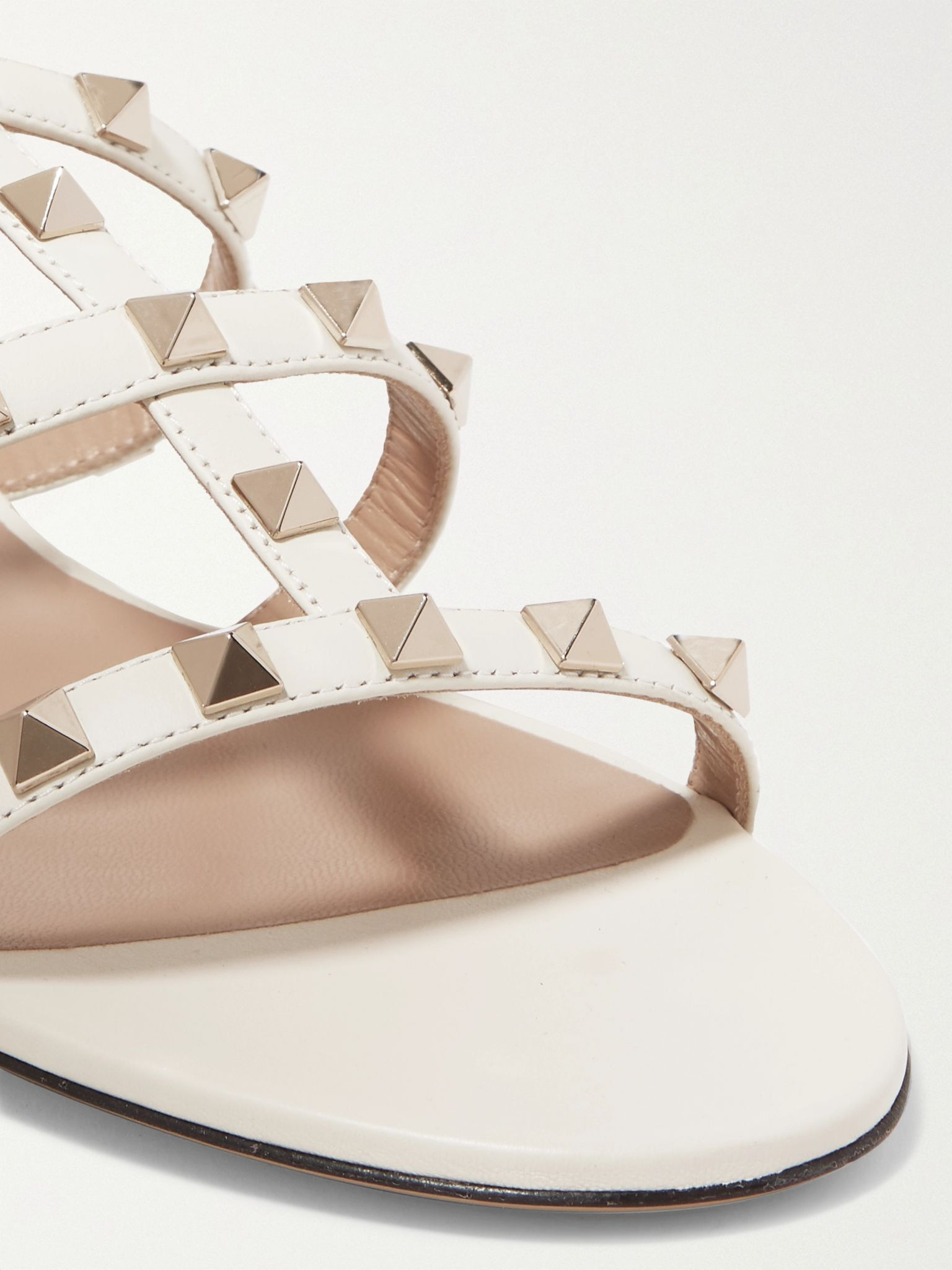 The Rockstud leather sandals Ivory - 4