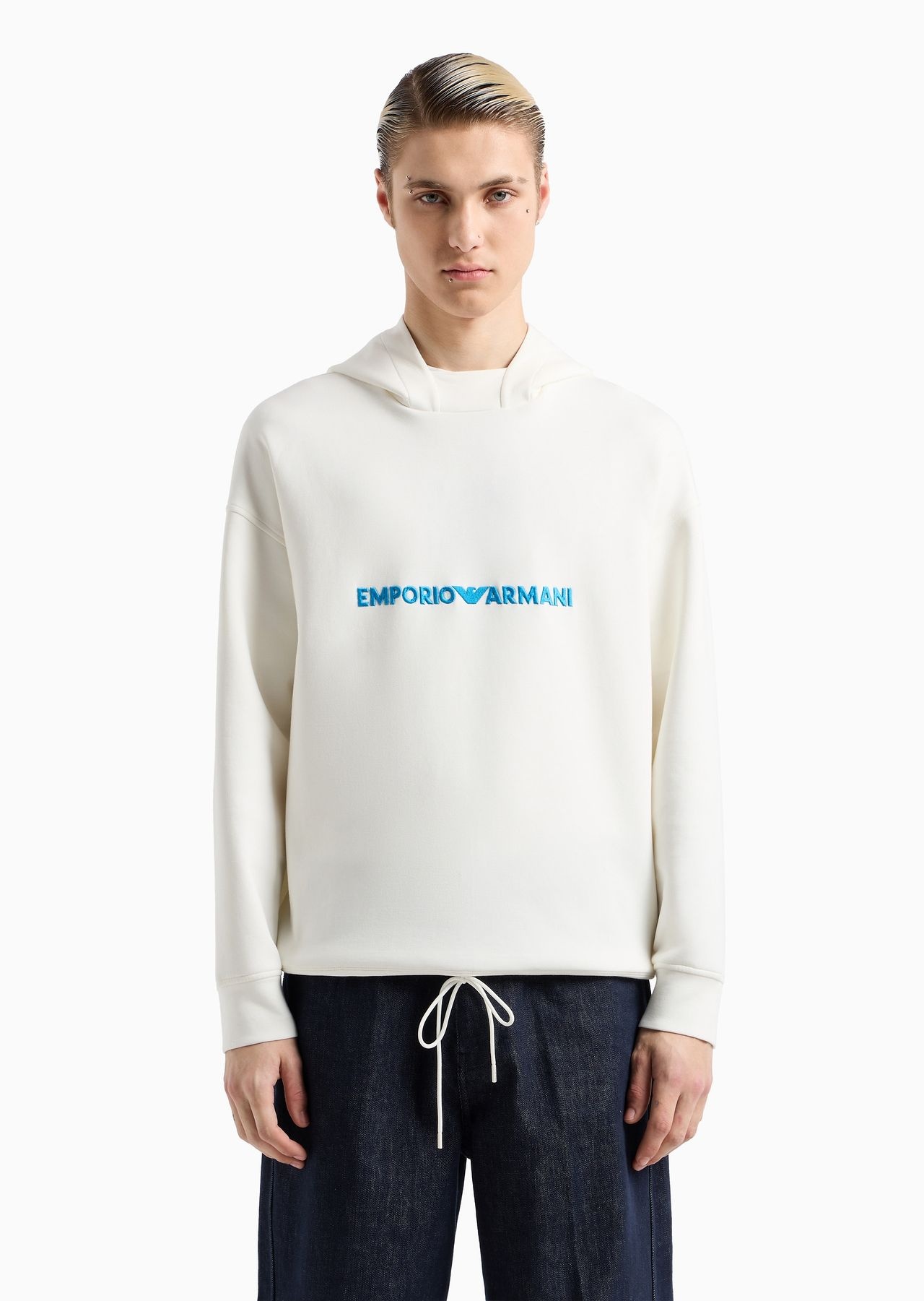 Double-jersey hooded sweatshirt with embossed logo embroidery - 2