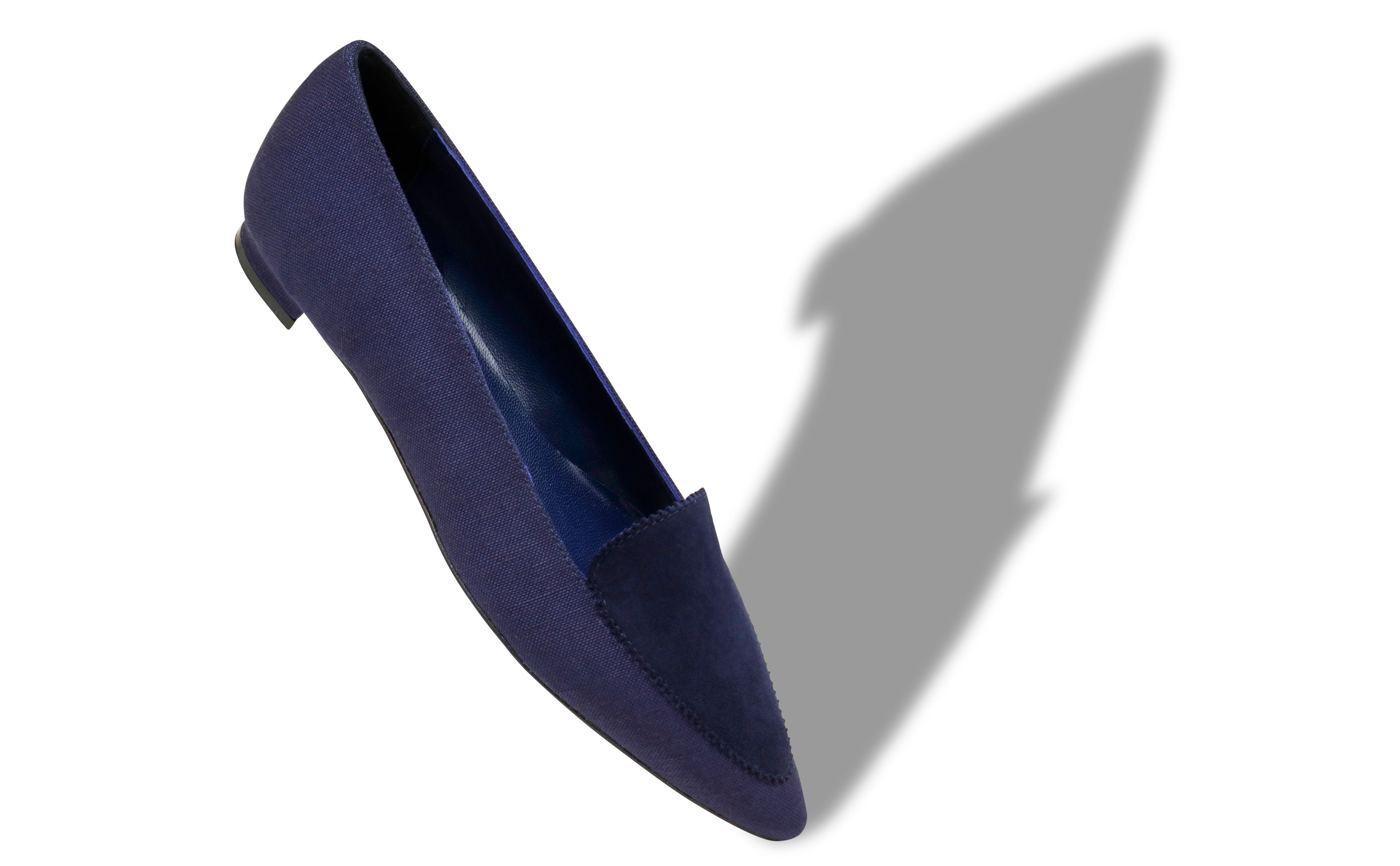 Navy Blue Linen and Suede Loafers - 2