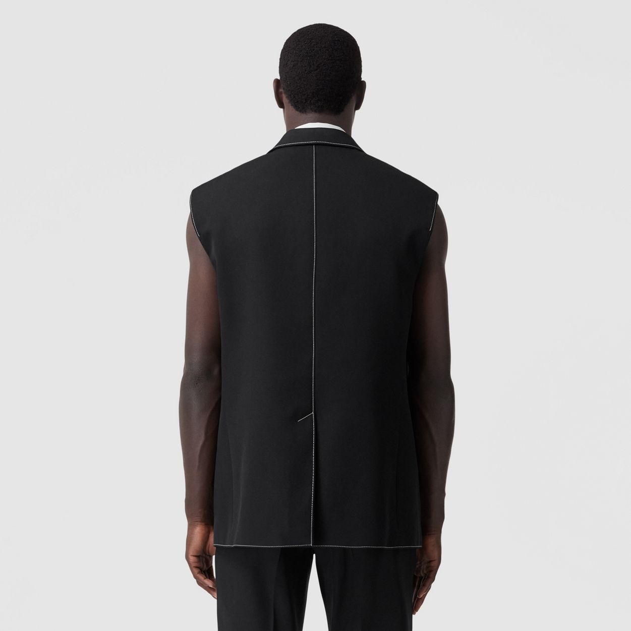 Sleeveless Grain de Poudre Wool Tailored Jacket - 4