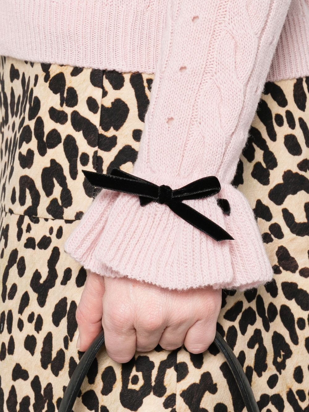 cable-knit ribbon-trimmed sweater - 5