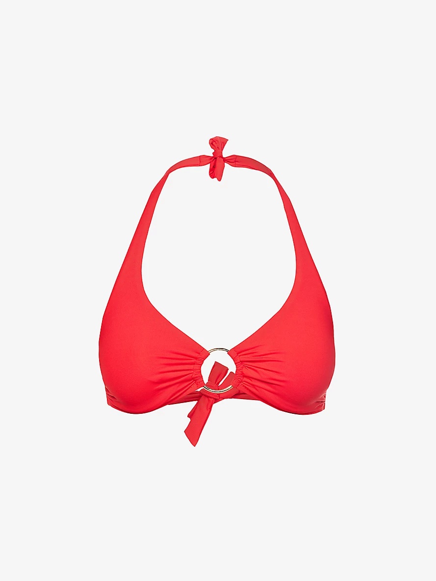 Brussels ring-embellished halter-neck bikini top - 1