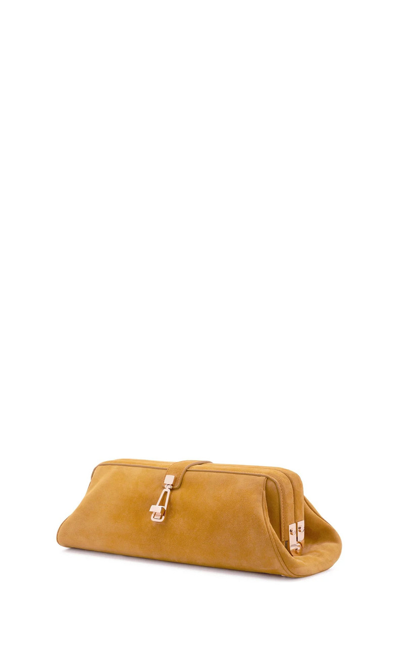 Paola Clutch in Golden Birch Suede 4