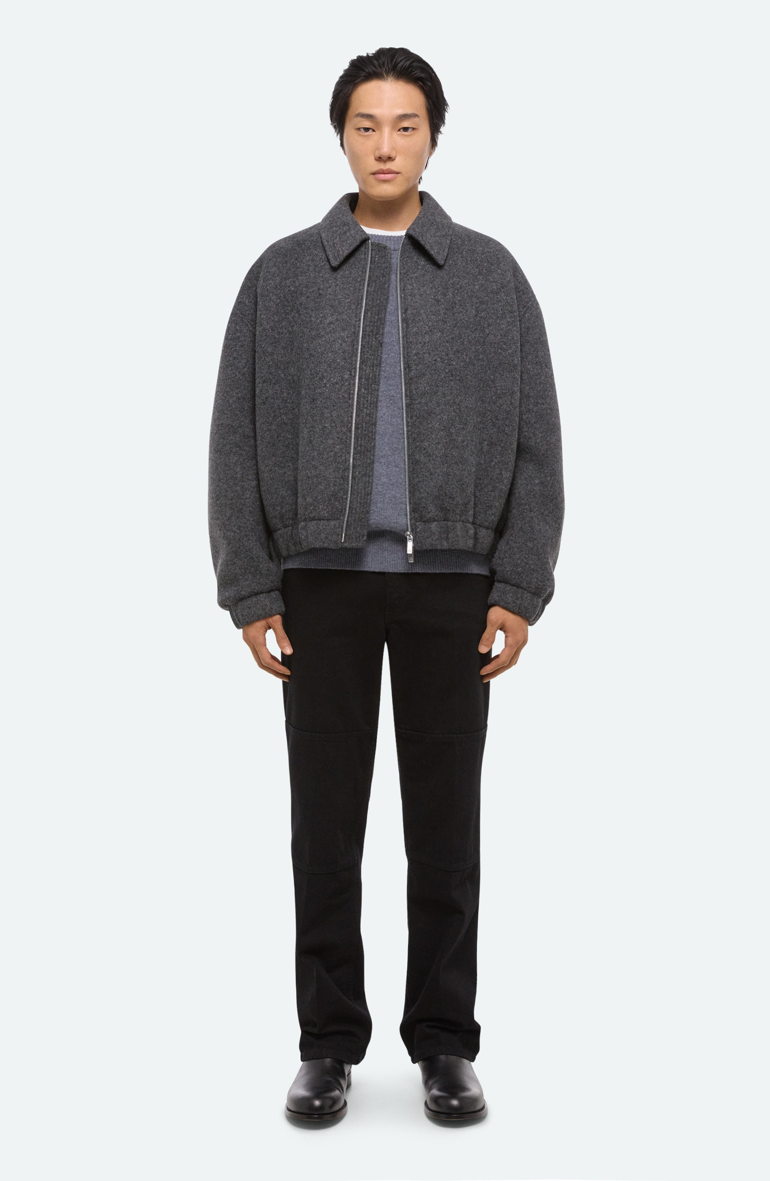 Helmut Lang Boiled Bomber in Grey Melange/Black at Nordstrom - 7