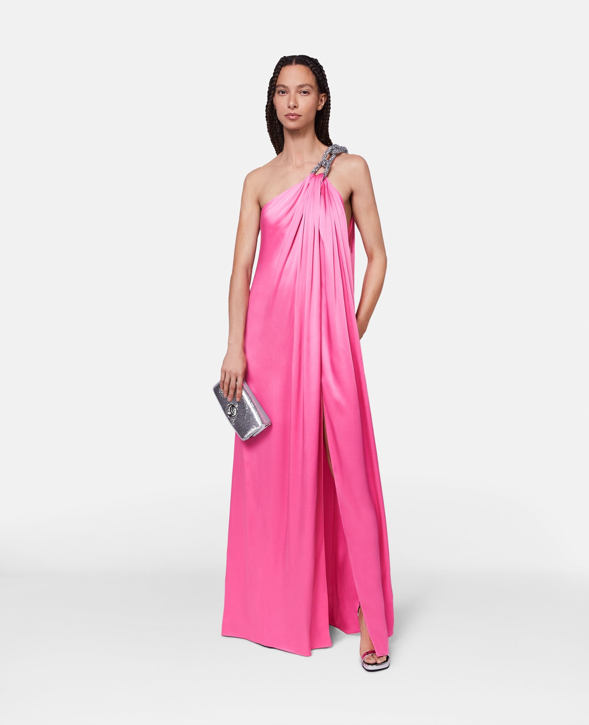 Falabella Crystal Chain Double Satin One-Shoulder Gown - 2