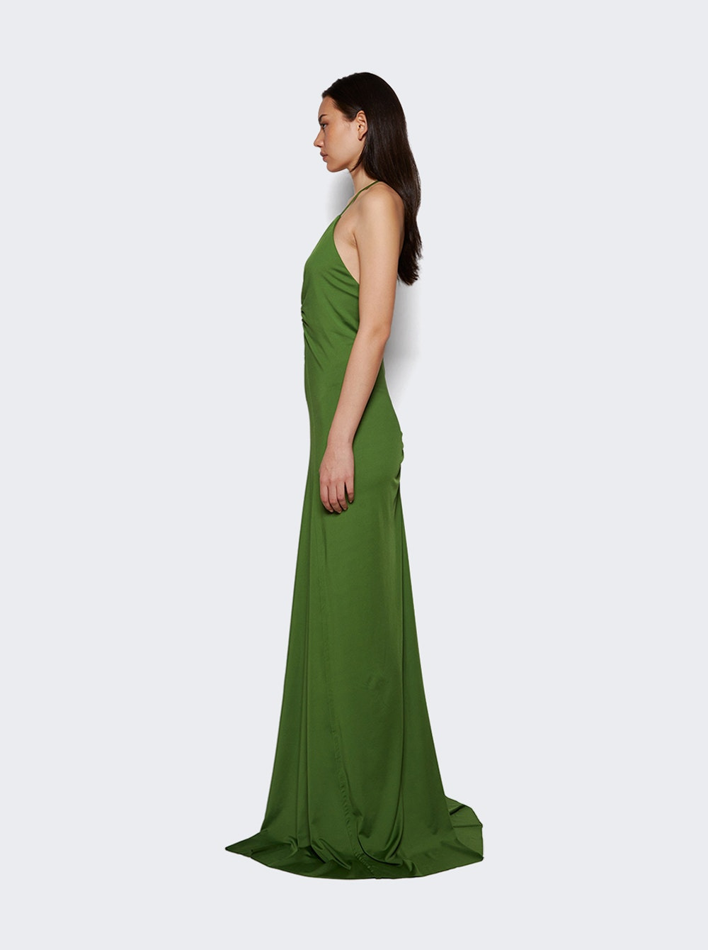 V Neck Ruched Cami Gown Algae - 3
