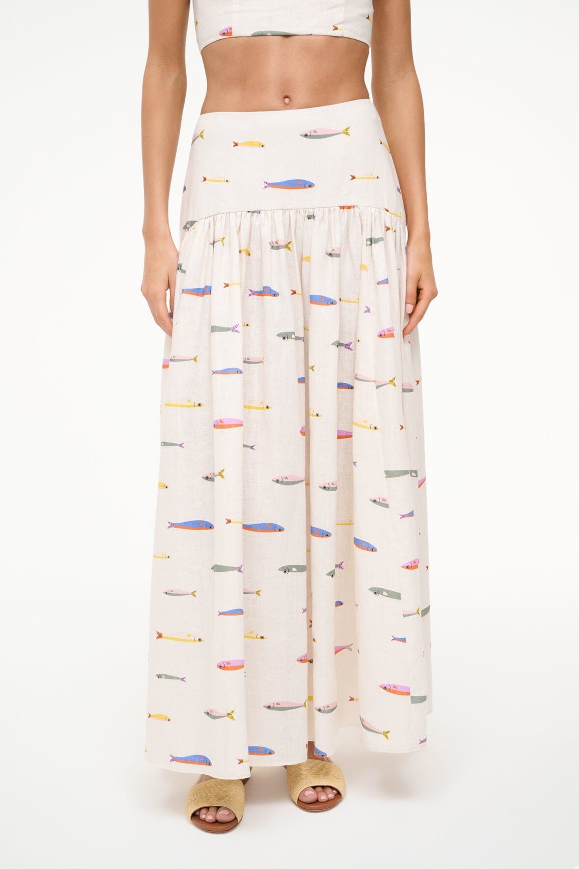 STAUD PROCIDA LINEN SKIRT POP SARDINES IVORY - 3