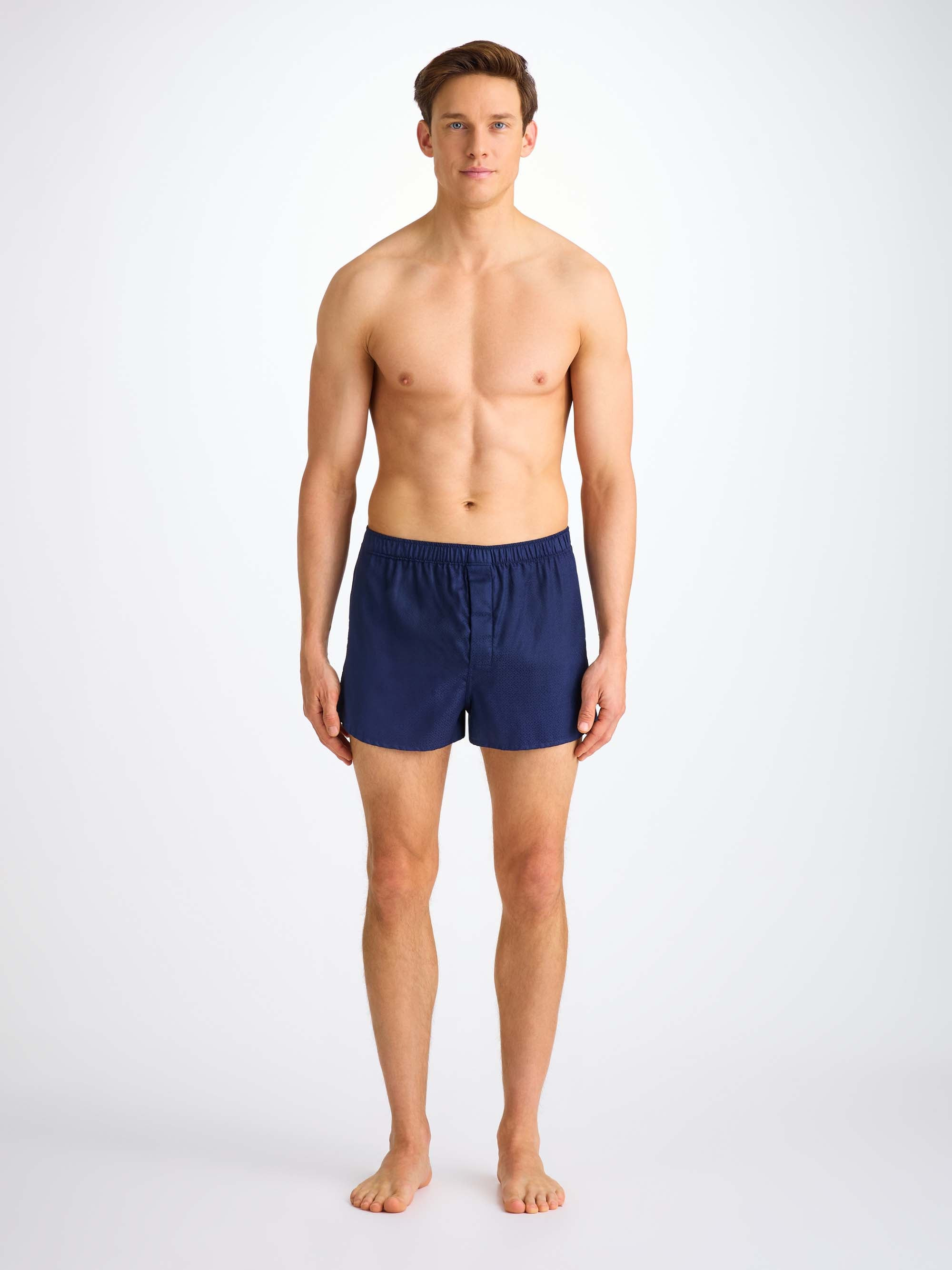 Men's Modern Fit Boxers Lombard 6 Cotton Jacquard Navy - 4