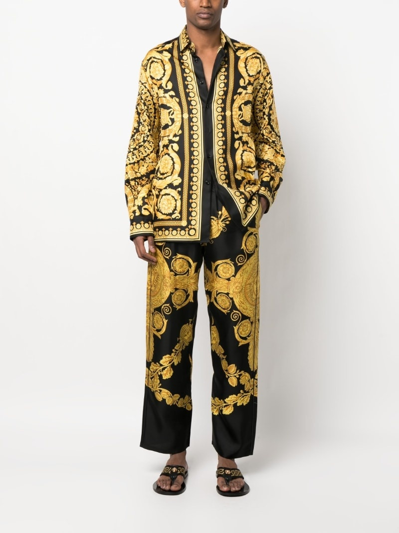 VERSACE Barocco-print silk trousers outlook