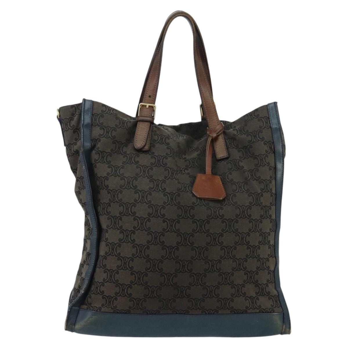 CELINE Paris Macadam Canvas Tote Bag Brown Navy Gold - 13