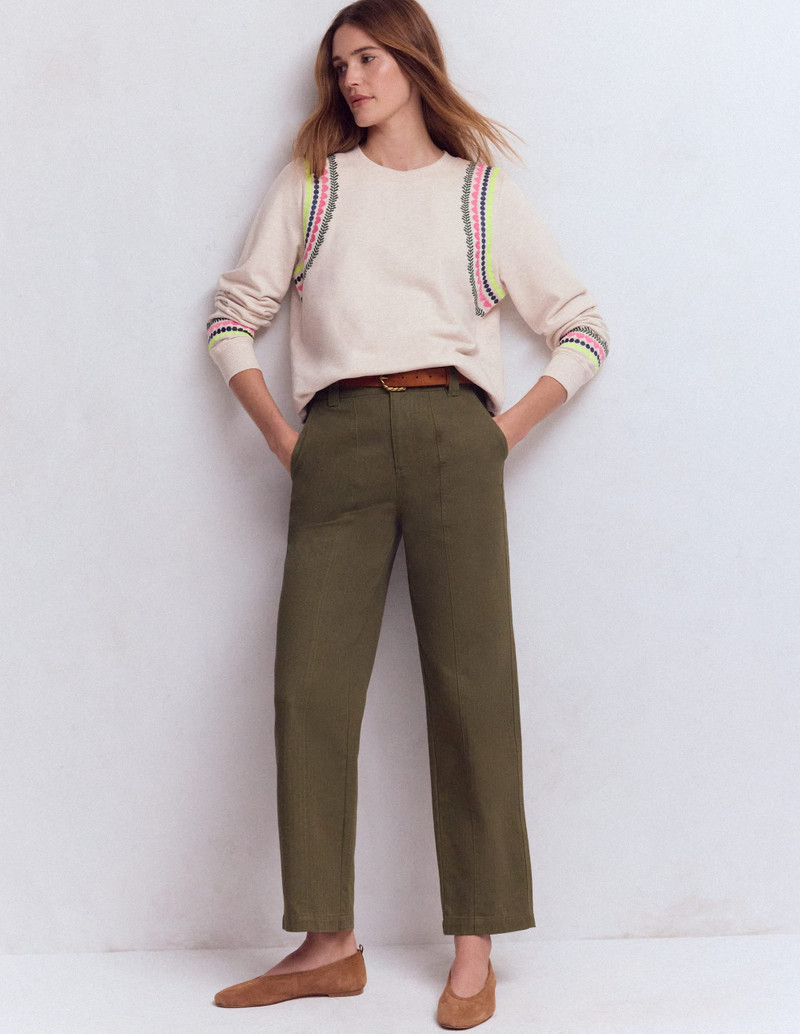 Hannah Embroidered Sweatshirt-Oatmeal Melange Embroidery 5