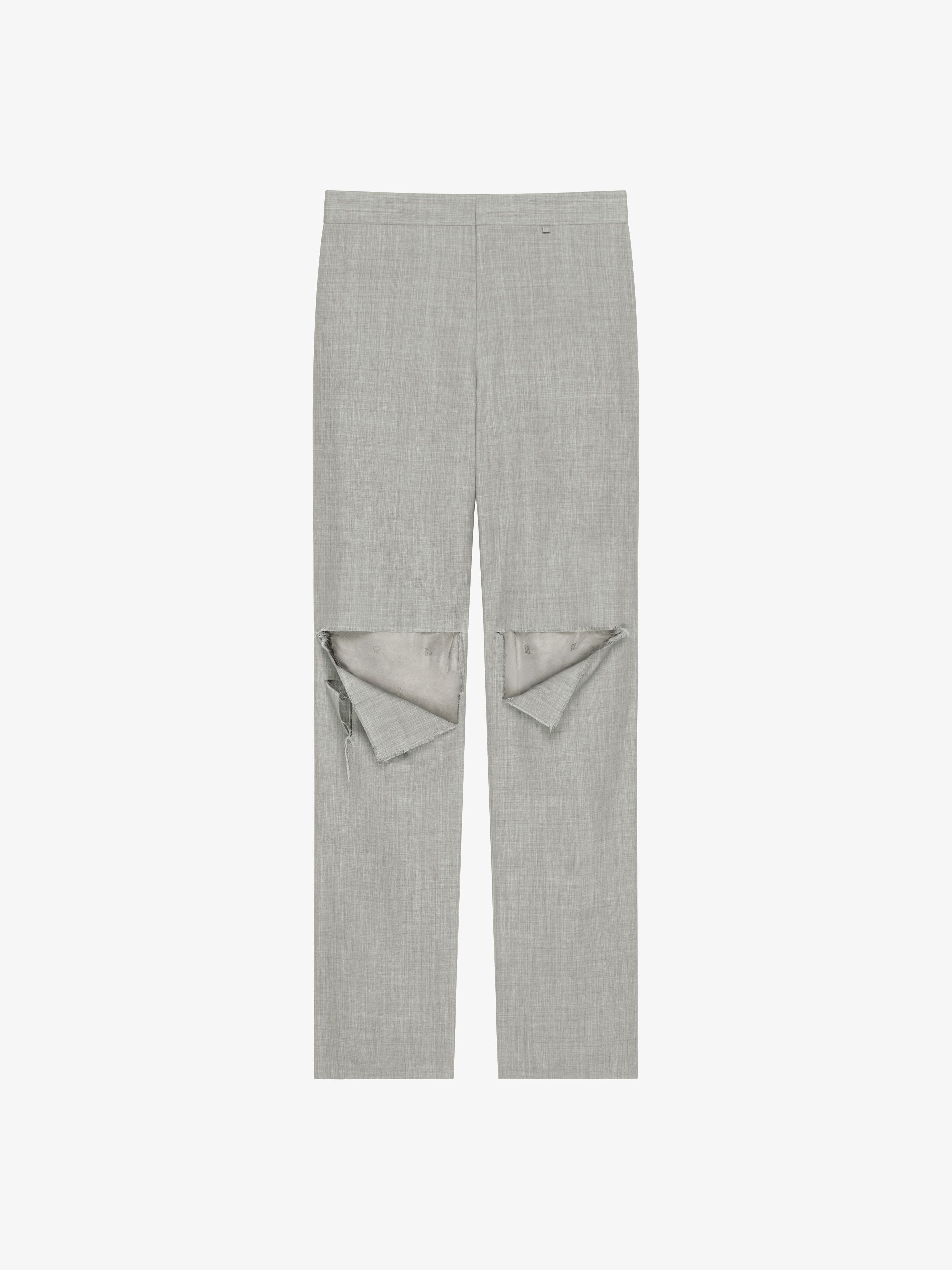Givenchy STRAIGHT FIT PANTS IN DESTROYED WOOL | REVERSIBLE