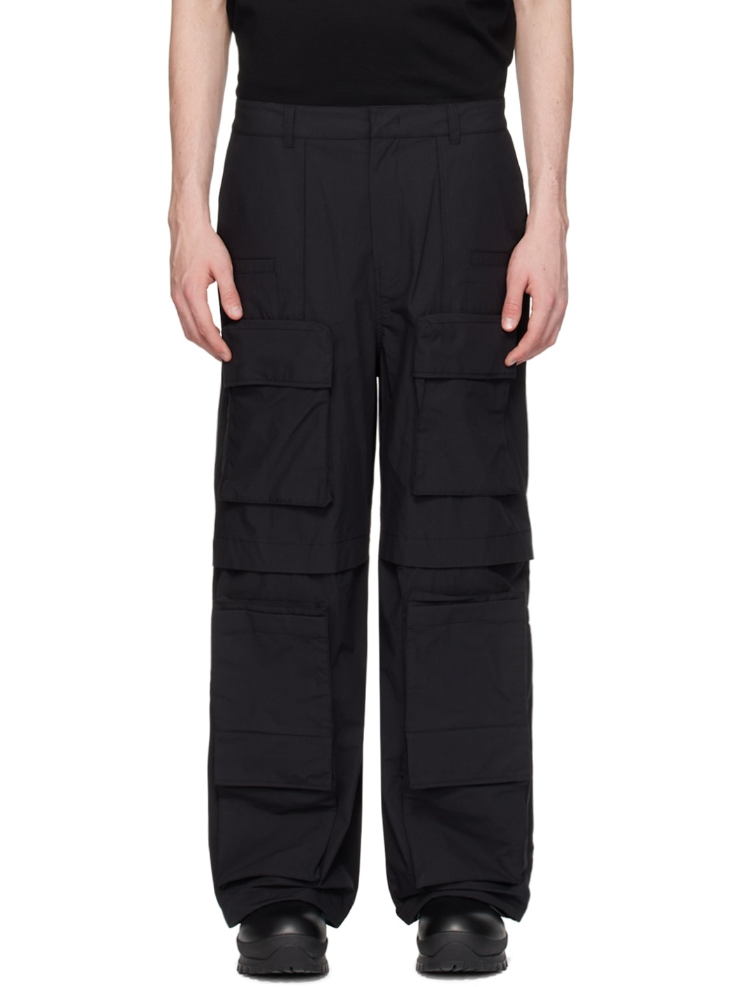 Black Vented Cargo Pants - 1