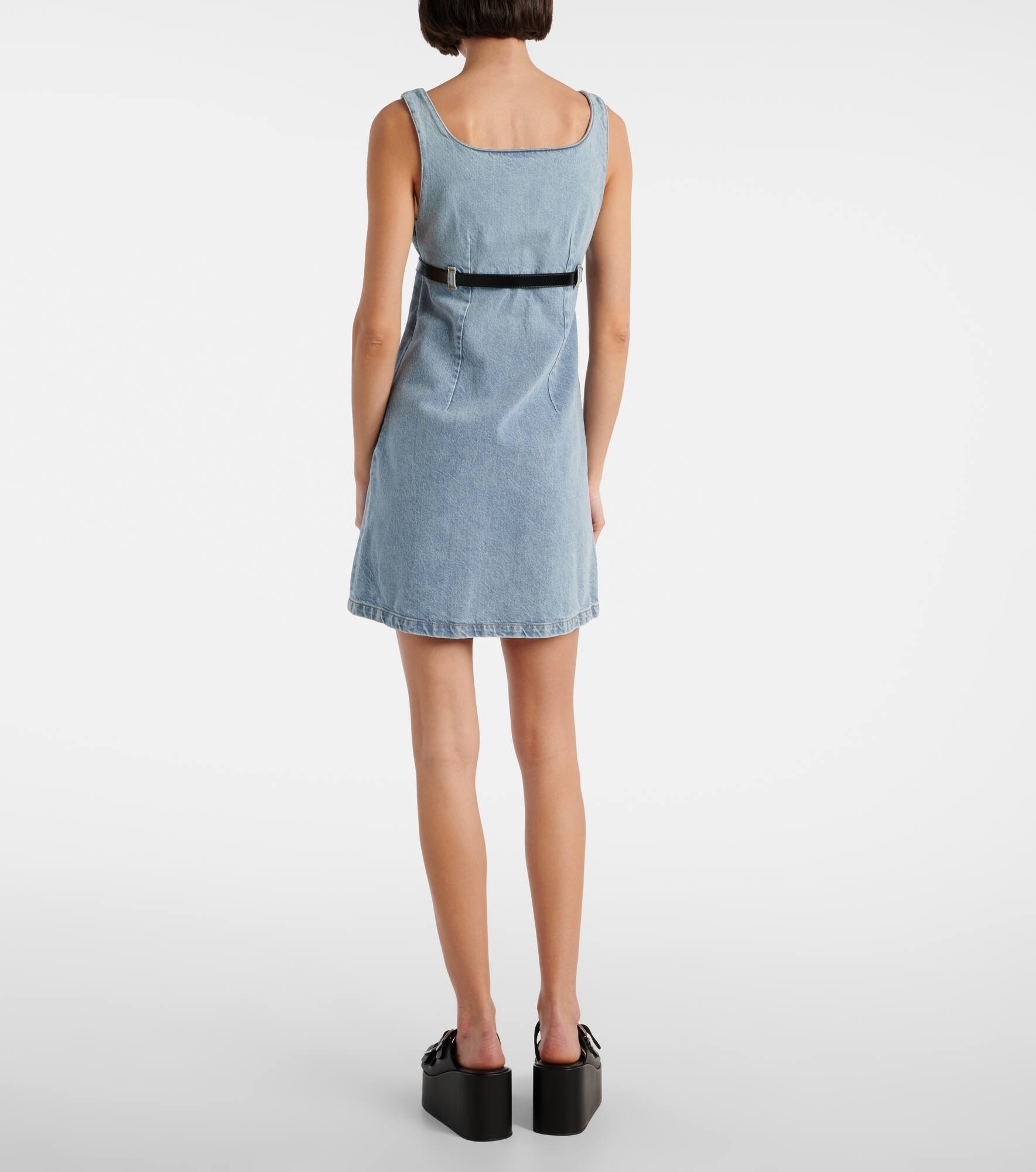 Belted denim minidress - 3