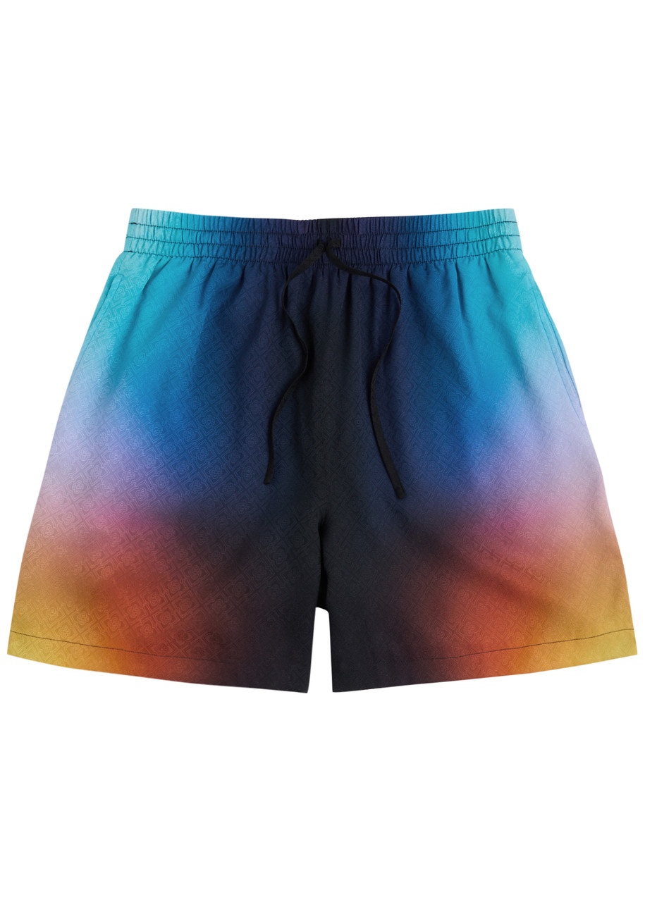 Casablanca Monogram Print Silk-satin Shorts - 1