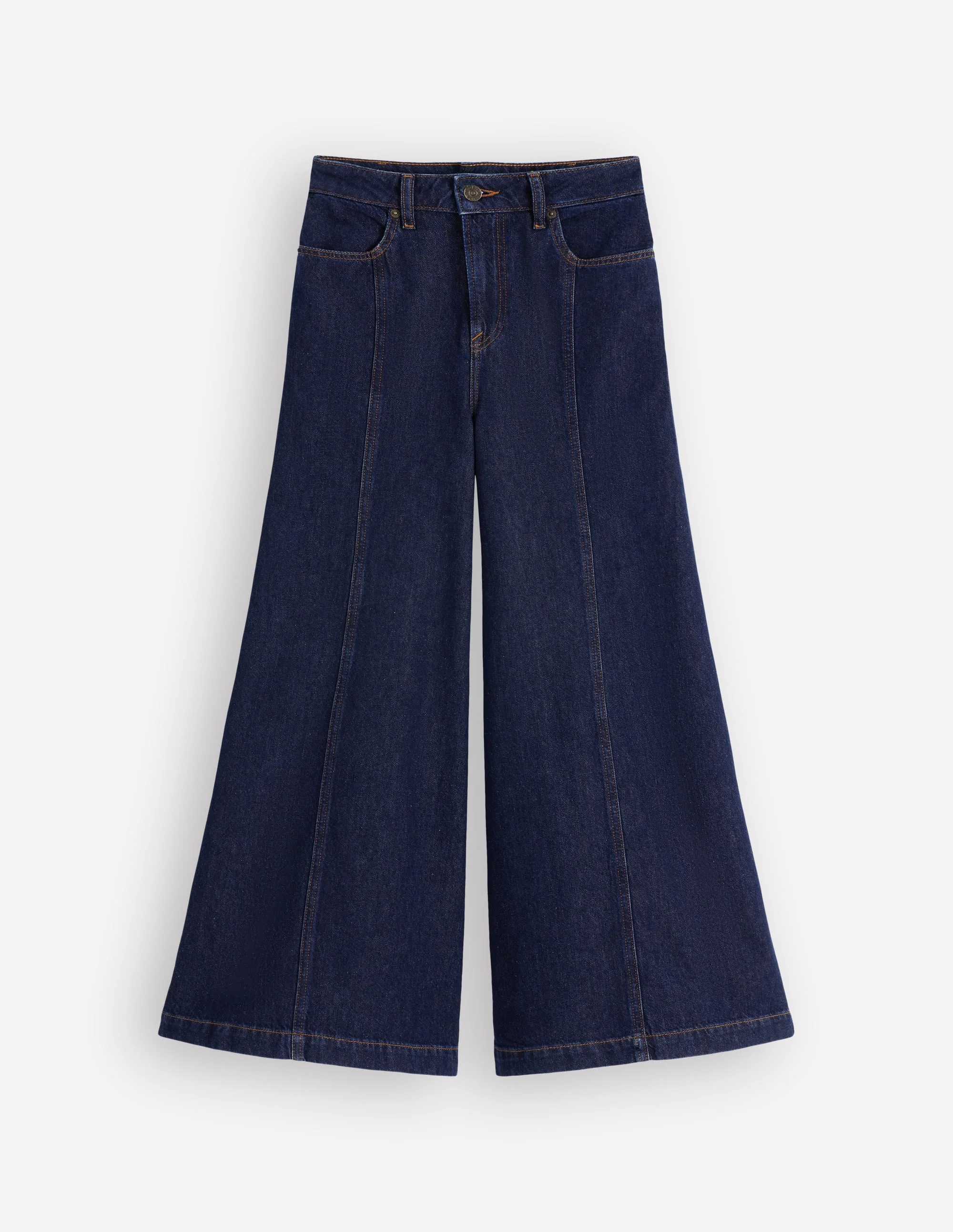Wide Leg Culotte Jeans-Indigo - 1