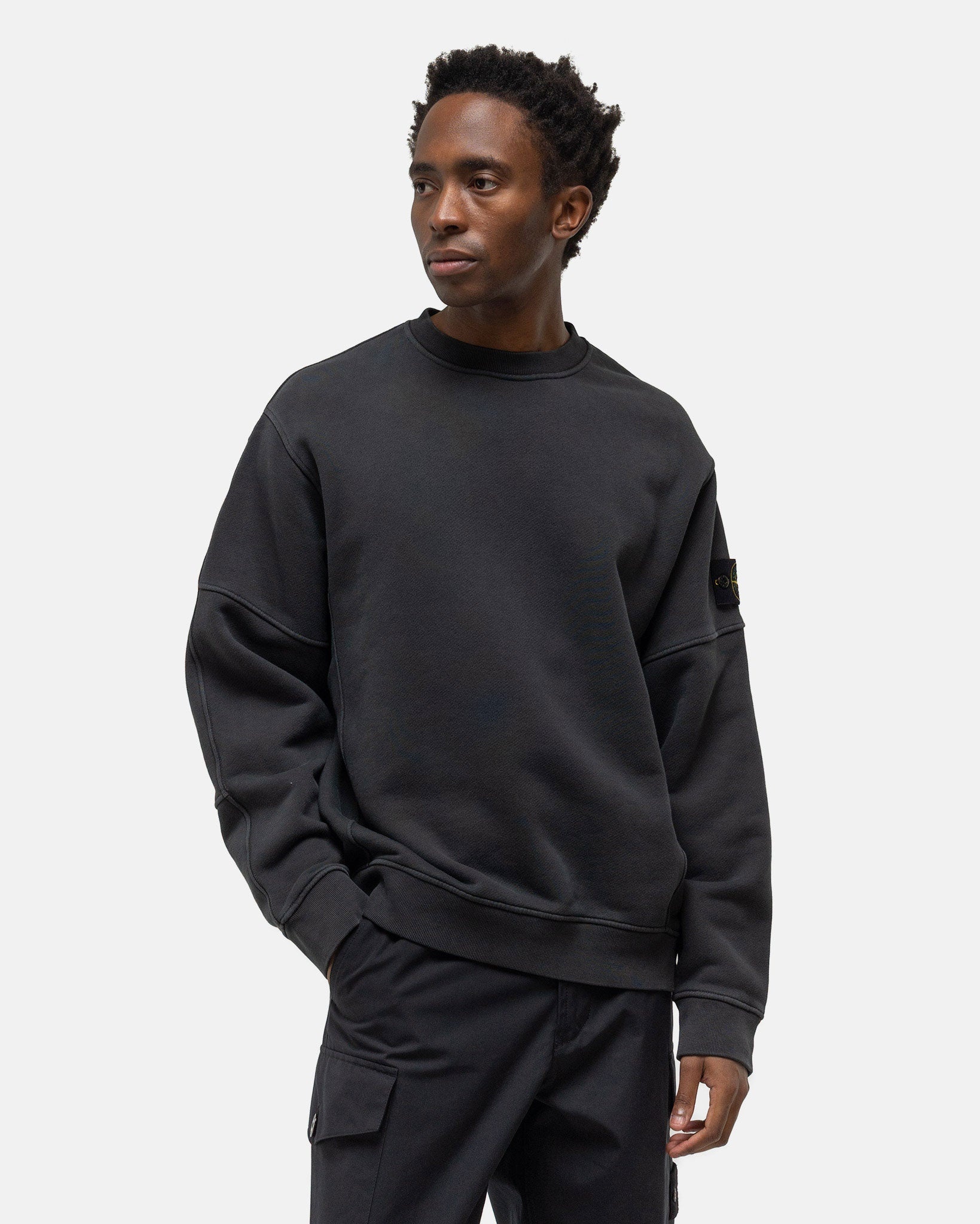 Organic Cotton Garment Dyed Sweatshirt Washed Black - 4