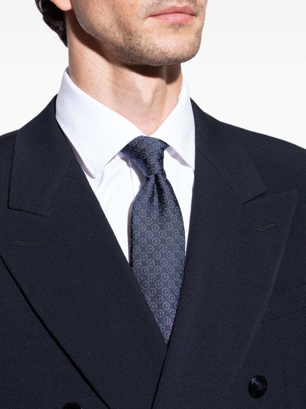 monogram-pattern silk tie - 4