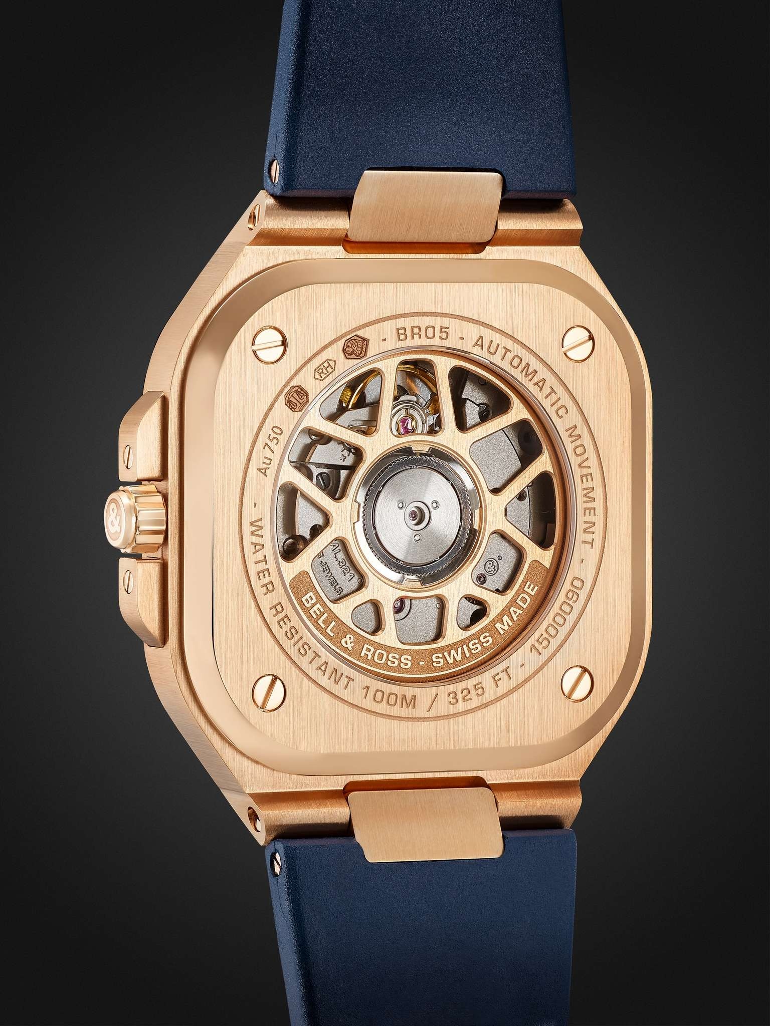 BR 05 Blue Gold Automatic 40mm 18-Karat Rose Gold and Rubber Watch, Ref. No. BR05A-BLU-PG/SRB - 5