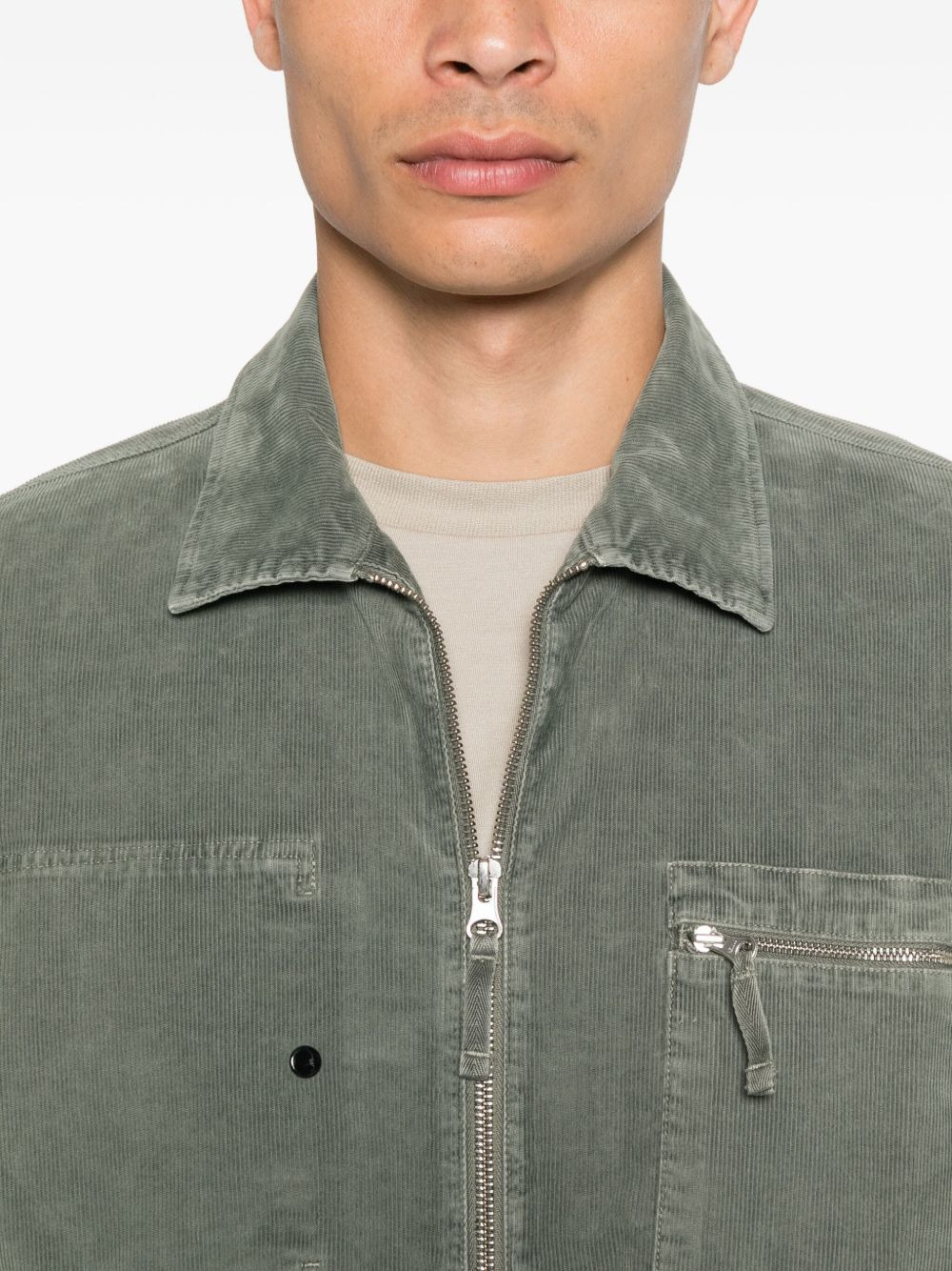 Lens-detail corduroy shirt jacket - 5