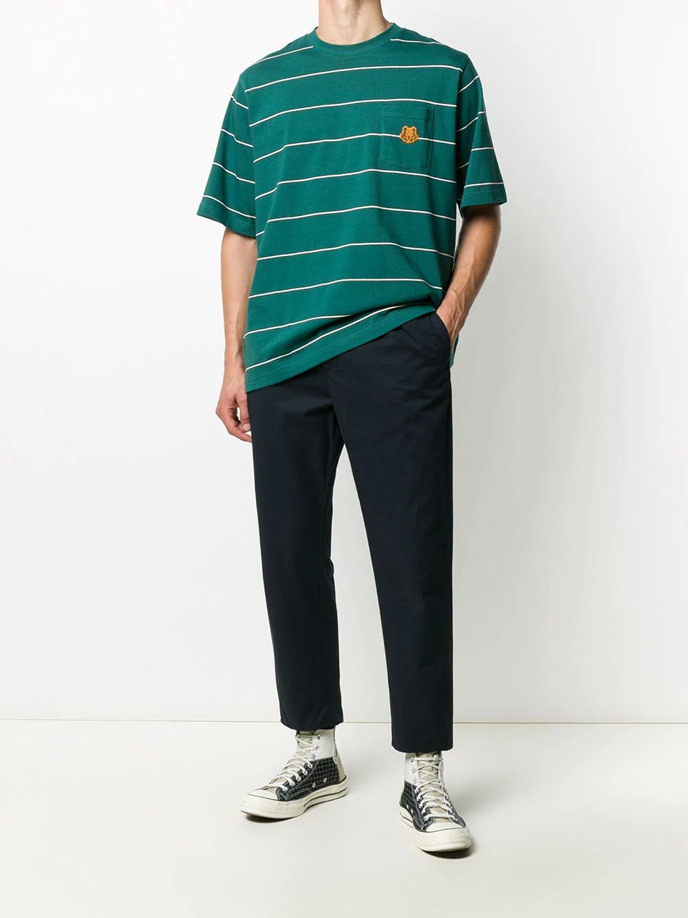 Tiger pocket striped T-shirt  - 2