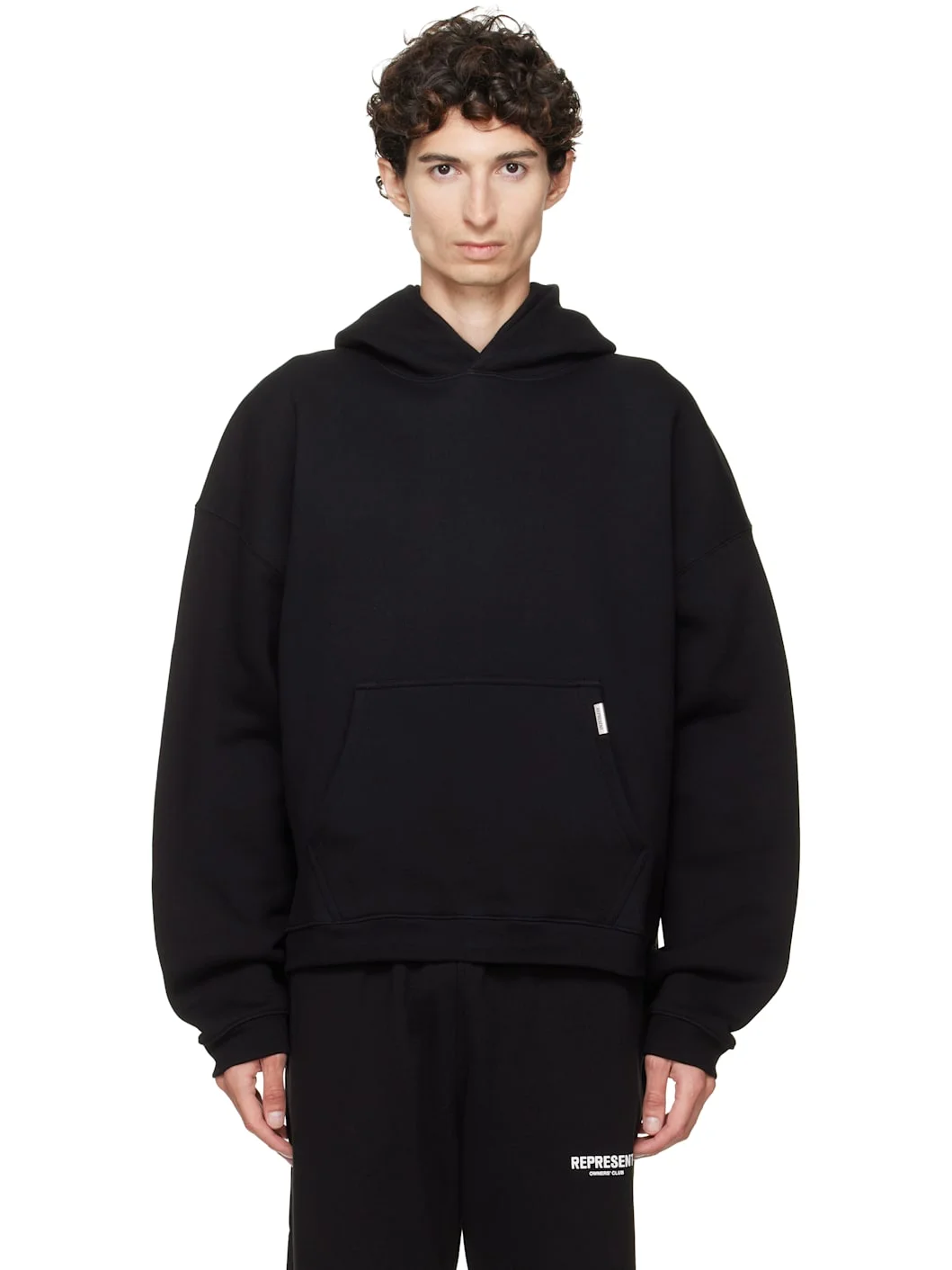 Black Initial Boxy Hoodie - 1