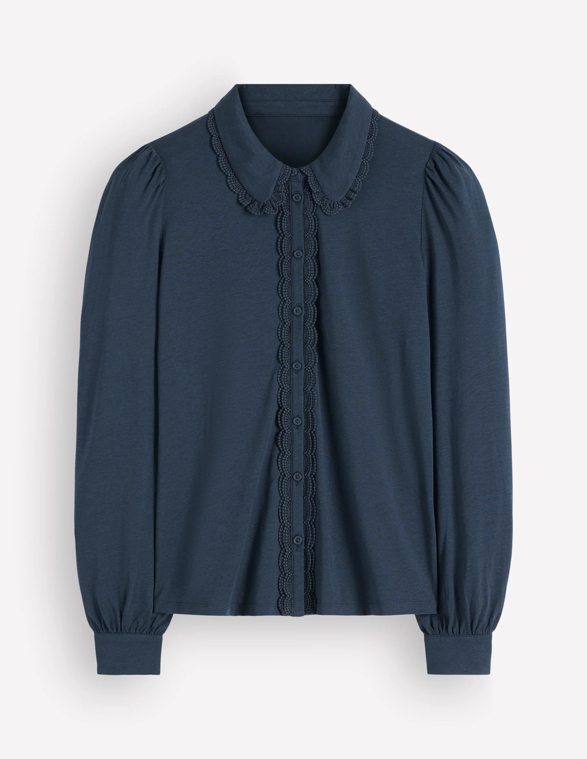 Lace Frill Blouse-Moonlit Ocean - 1