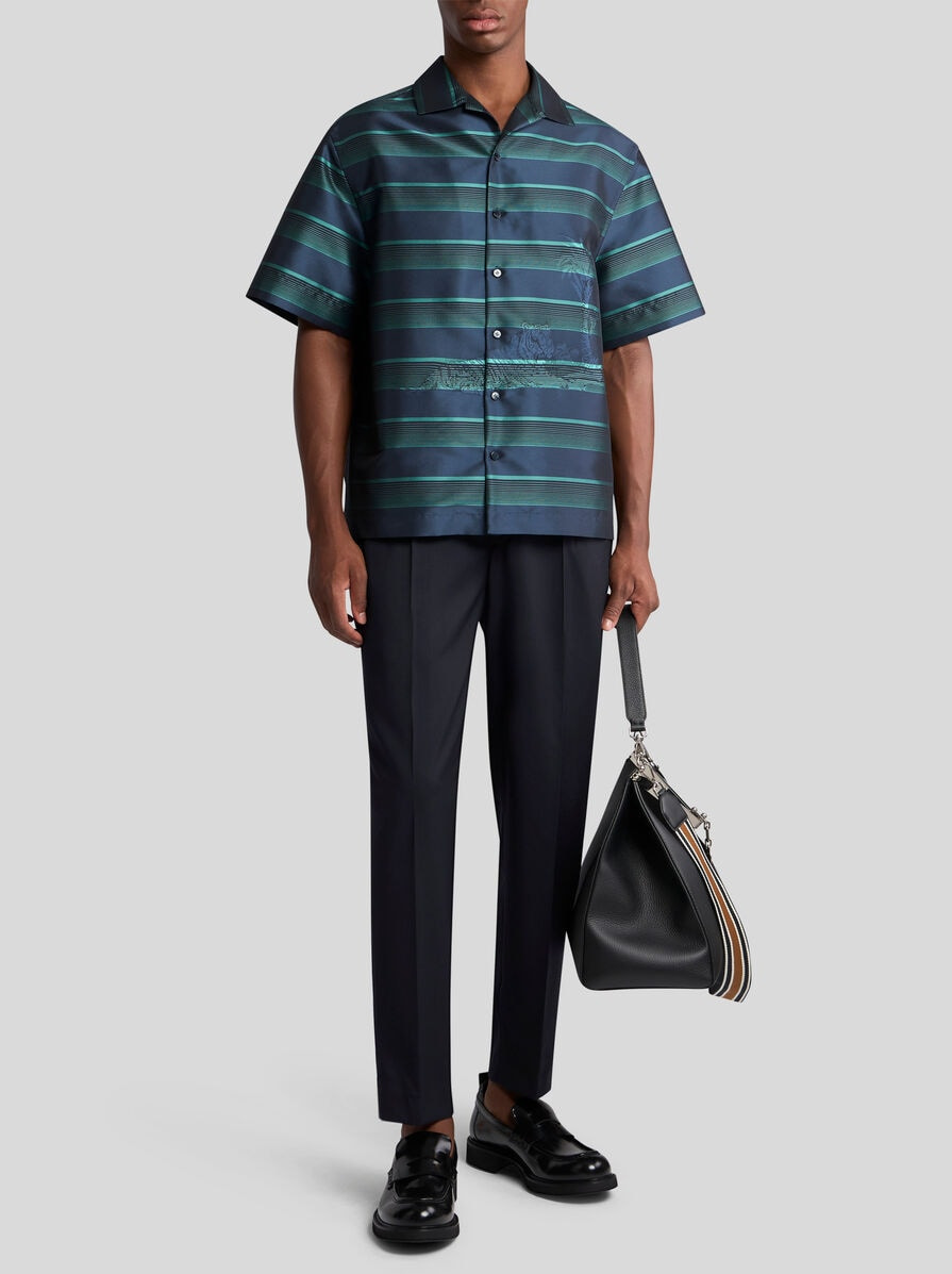 STRIPED AND SAFARI-PRINT BOWLING SHIRT - 4