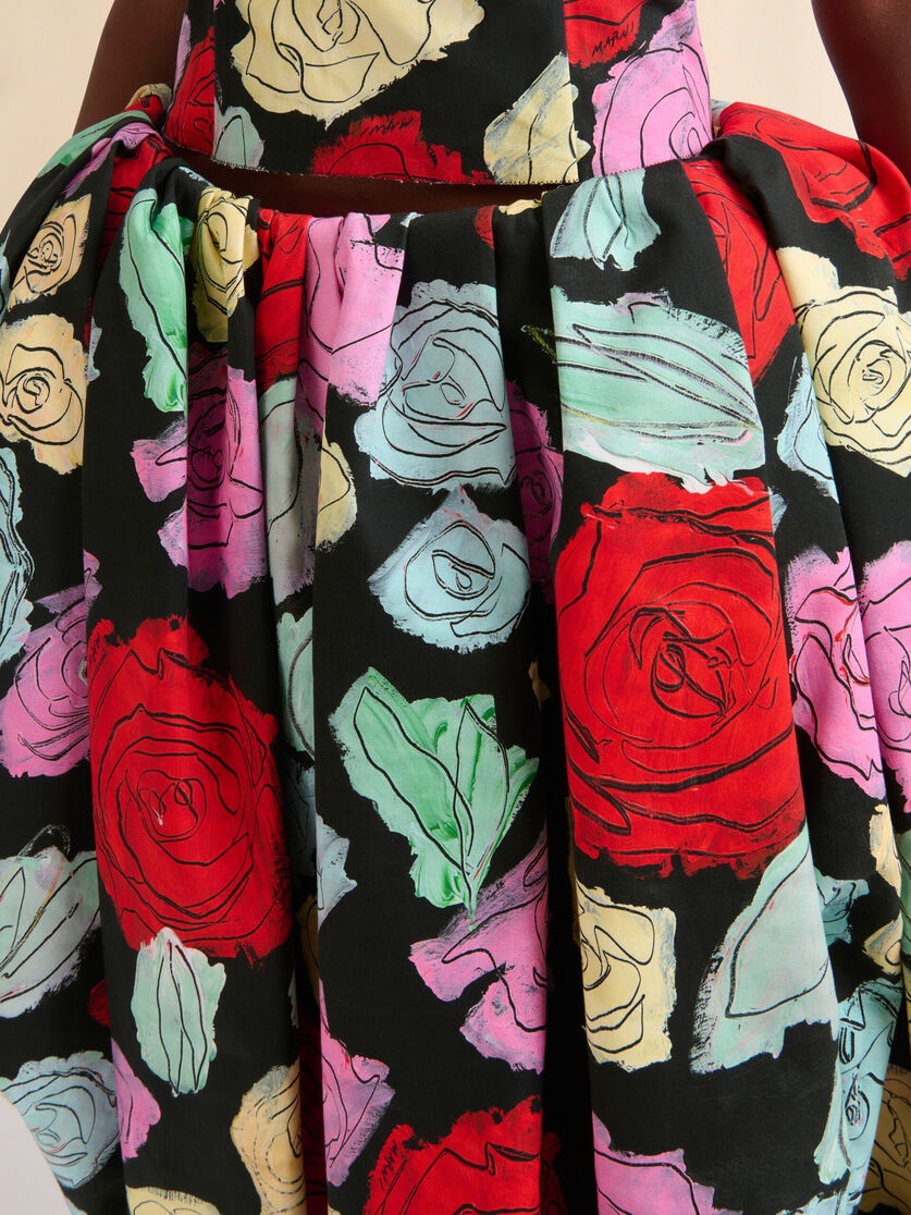 BLACK POPLIN BALLOON SKIRT WITH ORION PRINT - 4