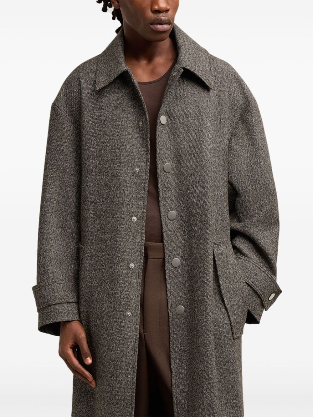 belted single-breasted coat - 5