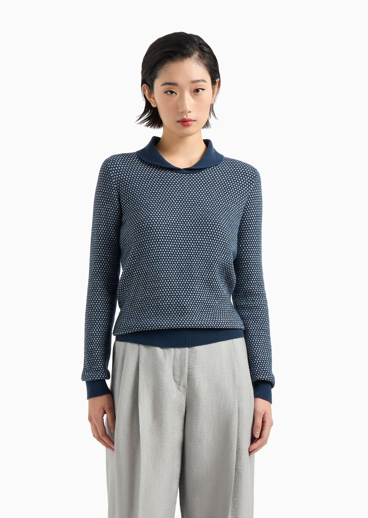 Icon two-tone jumper with a jacquard op-art motif - 2