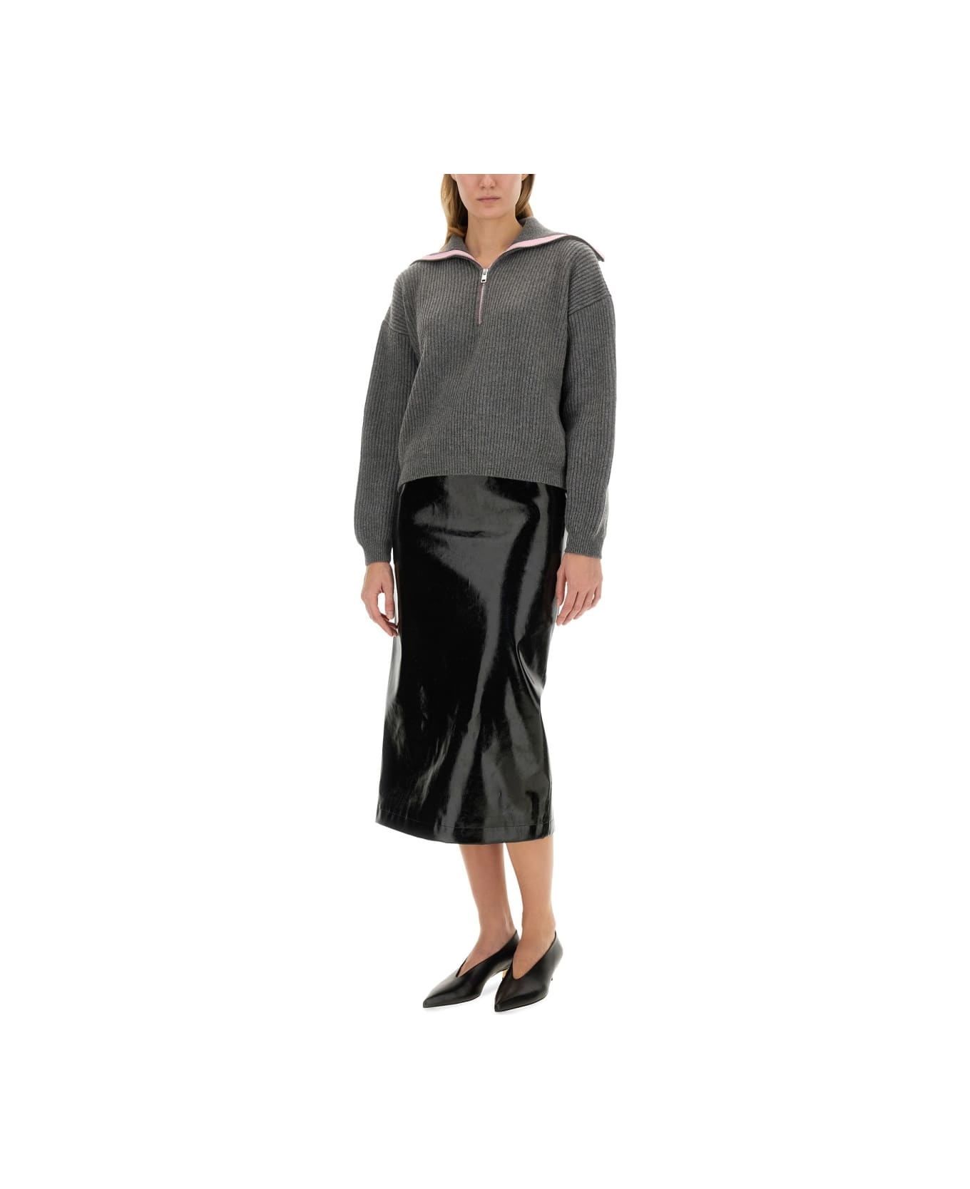 Patent Leather Midi Skirt - 2
