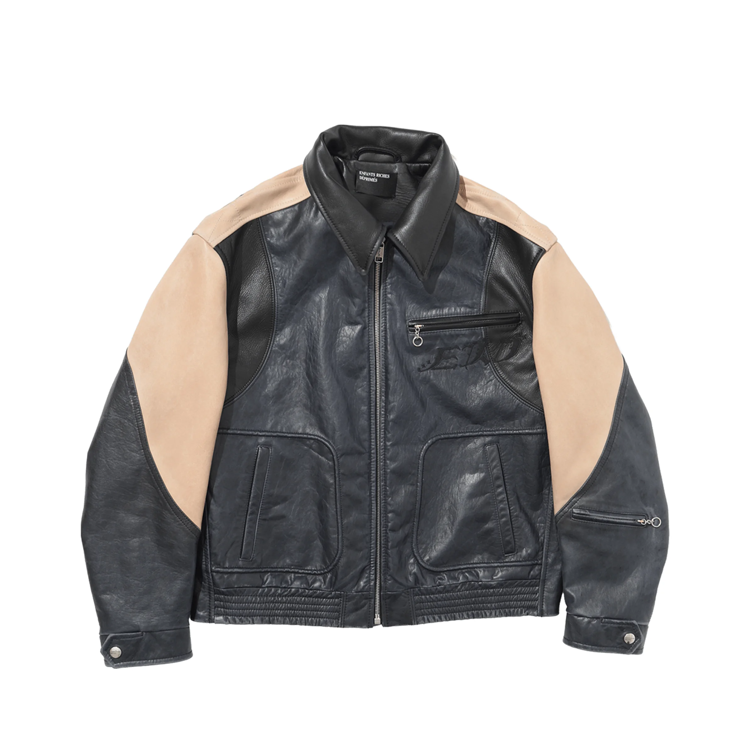 COMBAITTIMENTO COLORBLOCKED LEATHER JACKET - 1