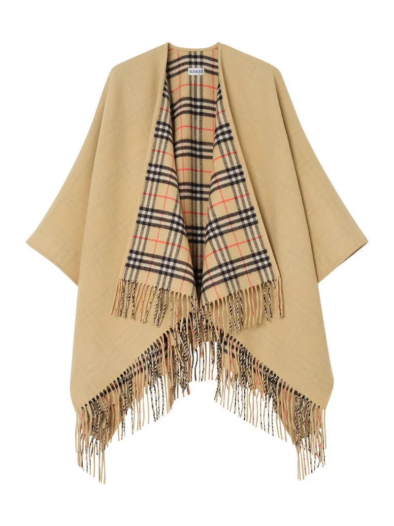 Burberry Women Reversible Check Wool Cape - 1