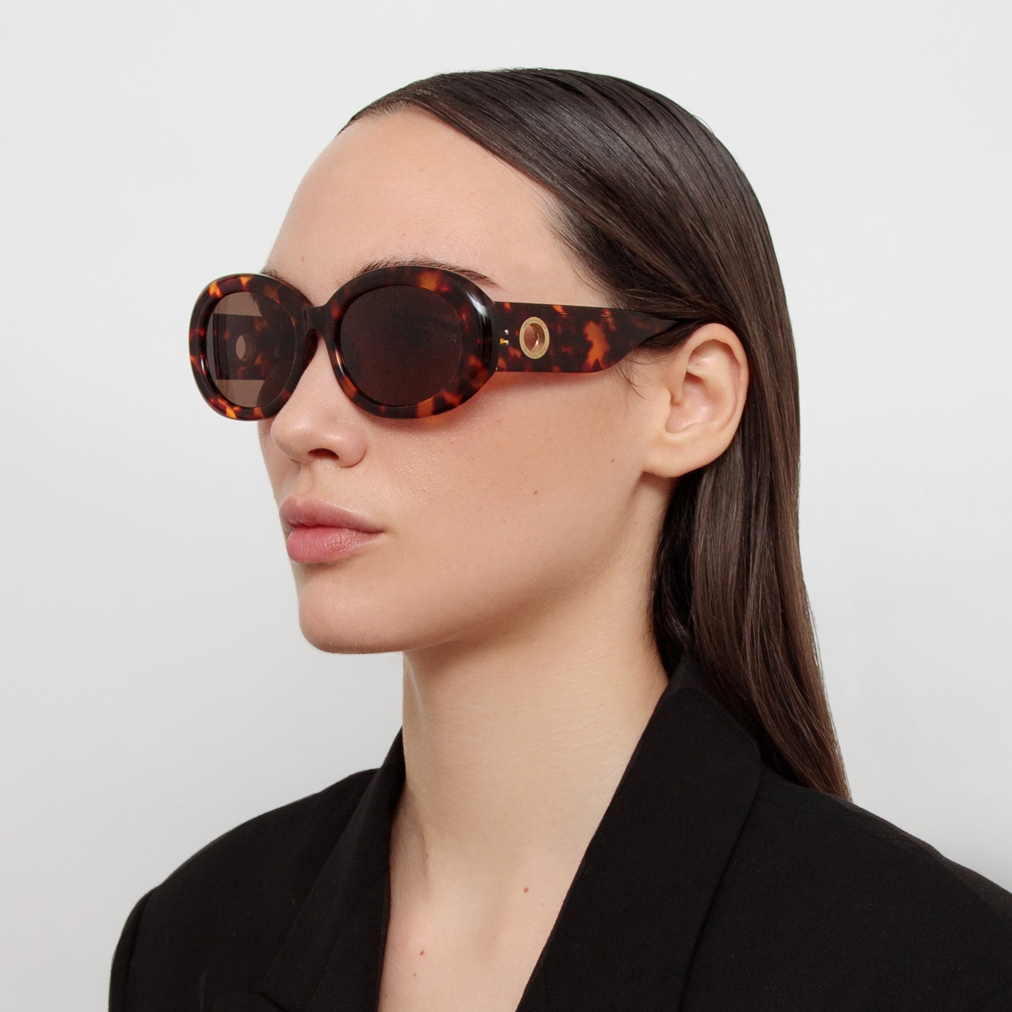 LINA OVAL SUNGLASSES IN TORTOISESHELL - 2