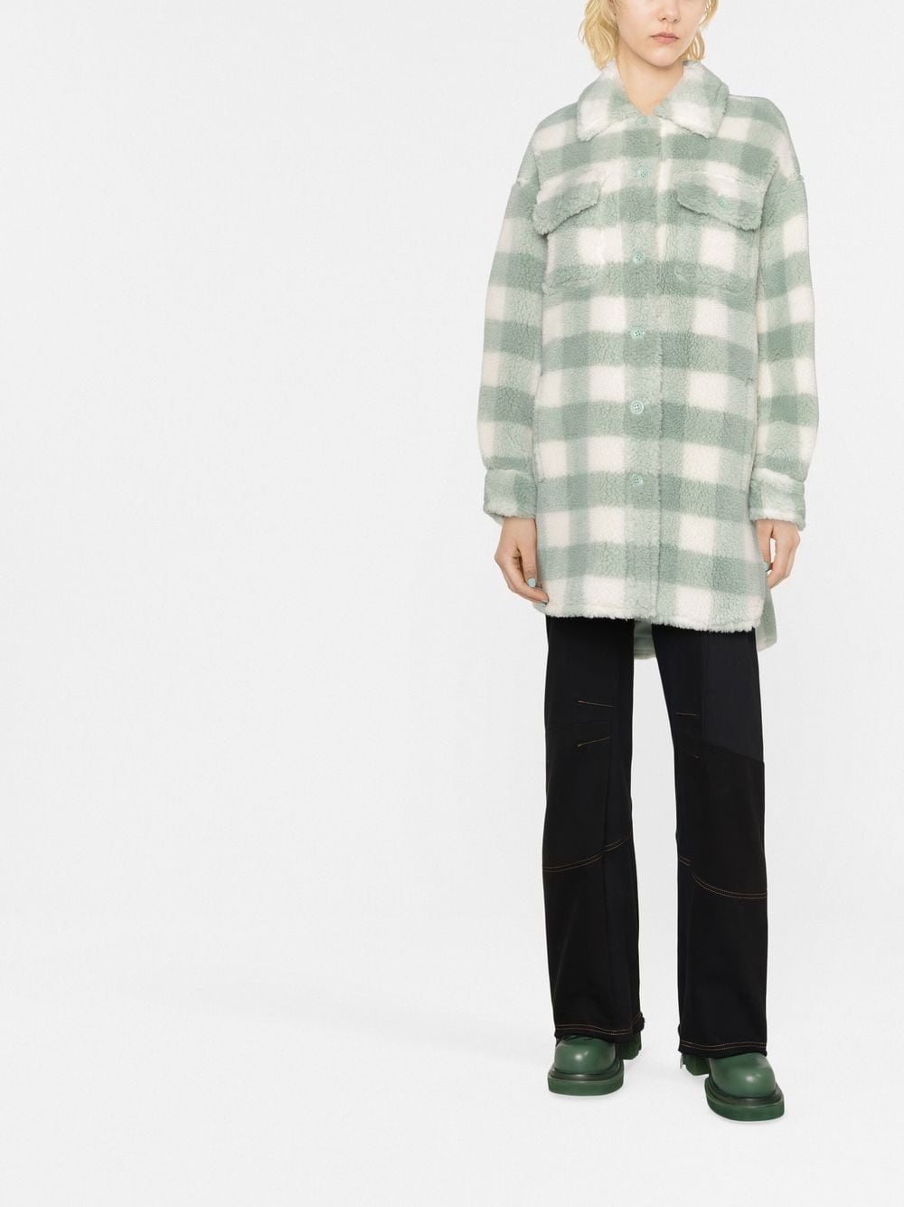 checked faux fur coat - 2
