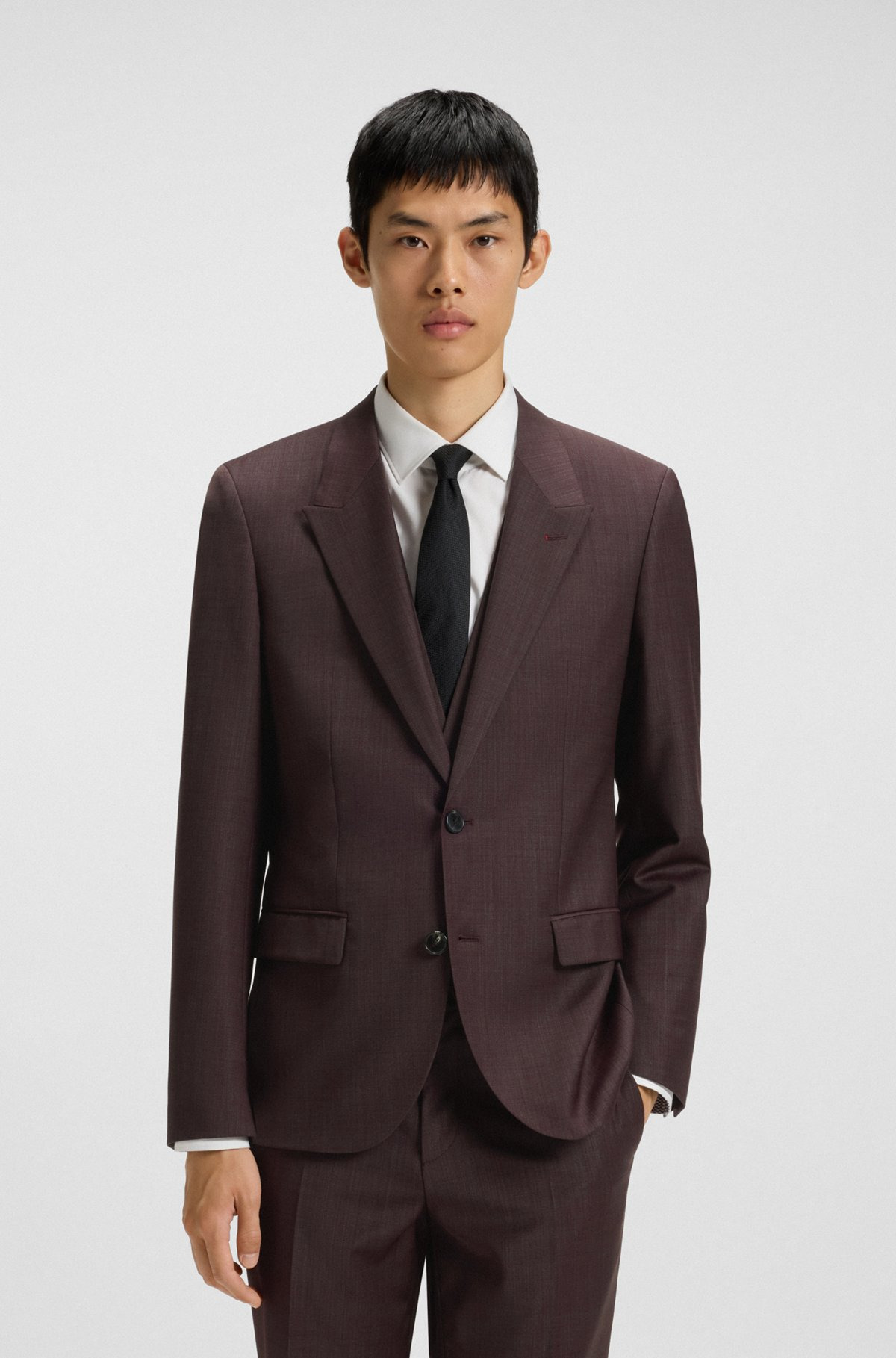 SLIM-FIT THREE-PIECE SUIT IN CHECKED STRETCH FABRIC - 2
