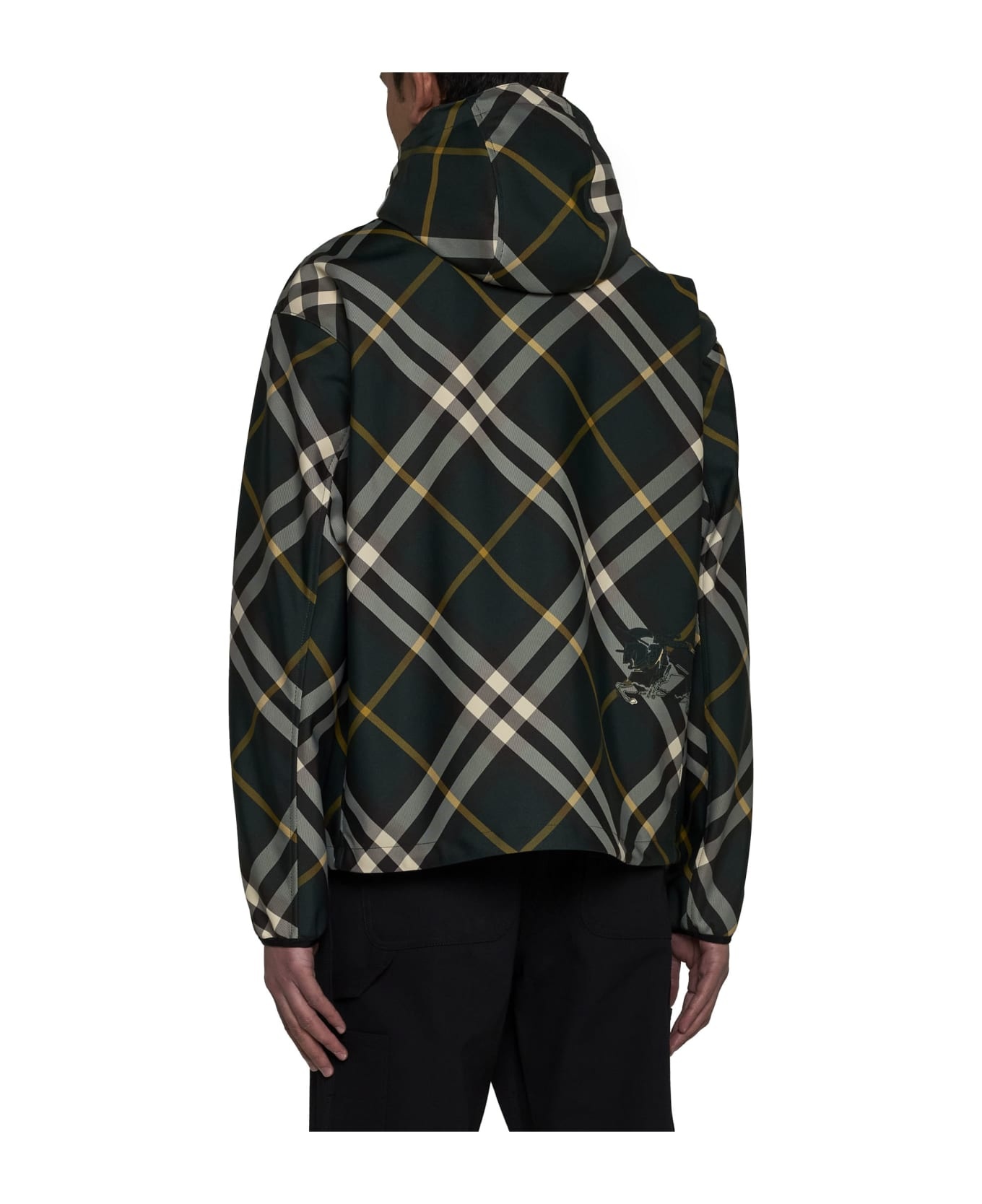 Logo Embroidered Check-pattern Zipped Hooded Jacket - 4