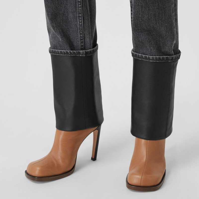 Straight Fit Contrast Cuff Washed Jeans 3