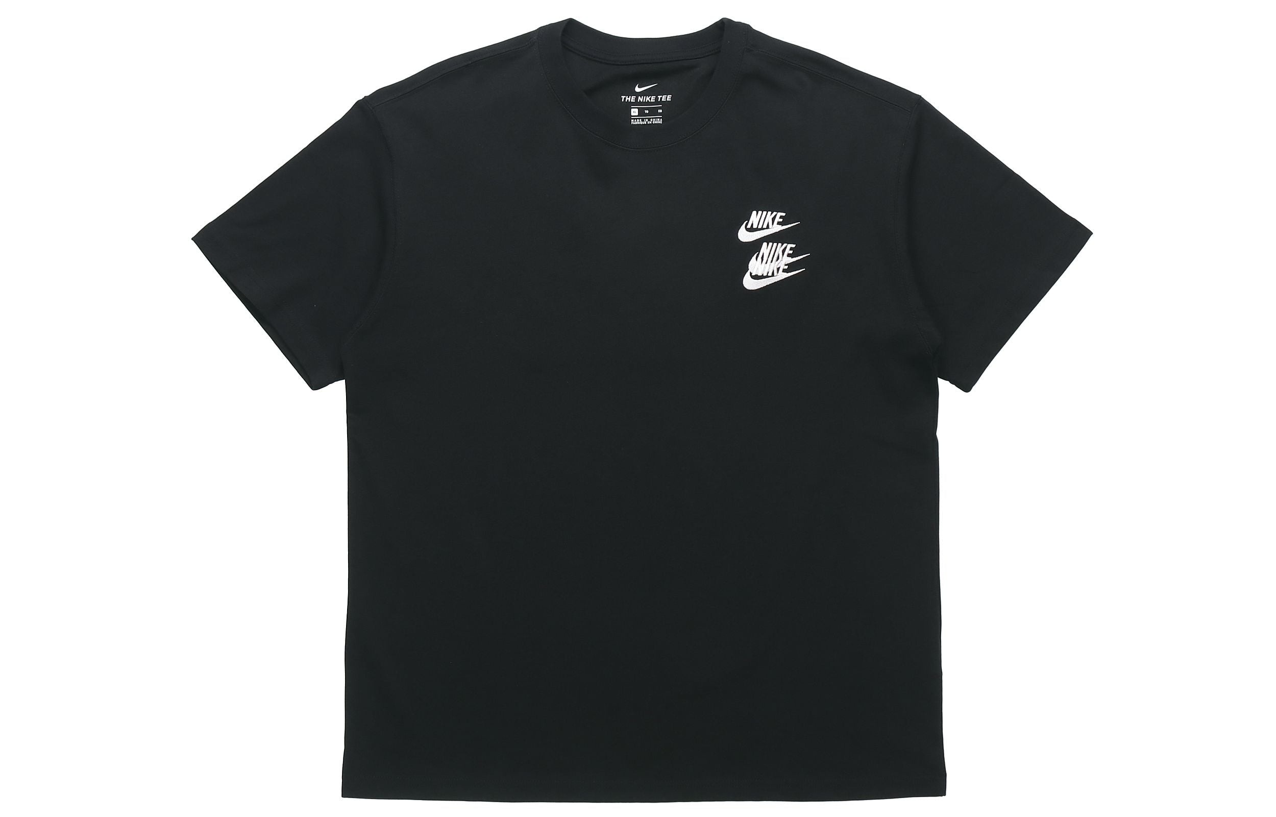 Nike Sportswear Around the world Subject Embroidered Logo ribbed Round Neck Short Sleeve Black DR121 - 2