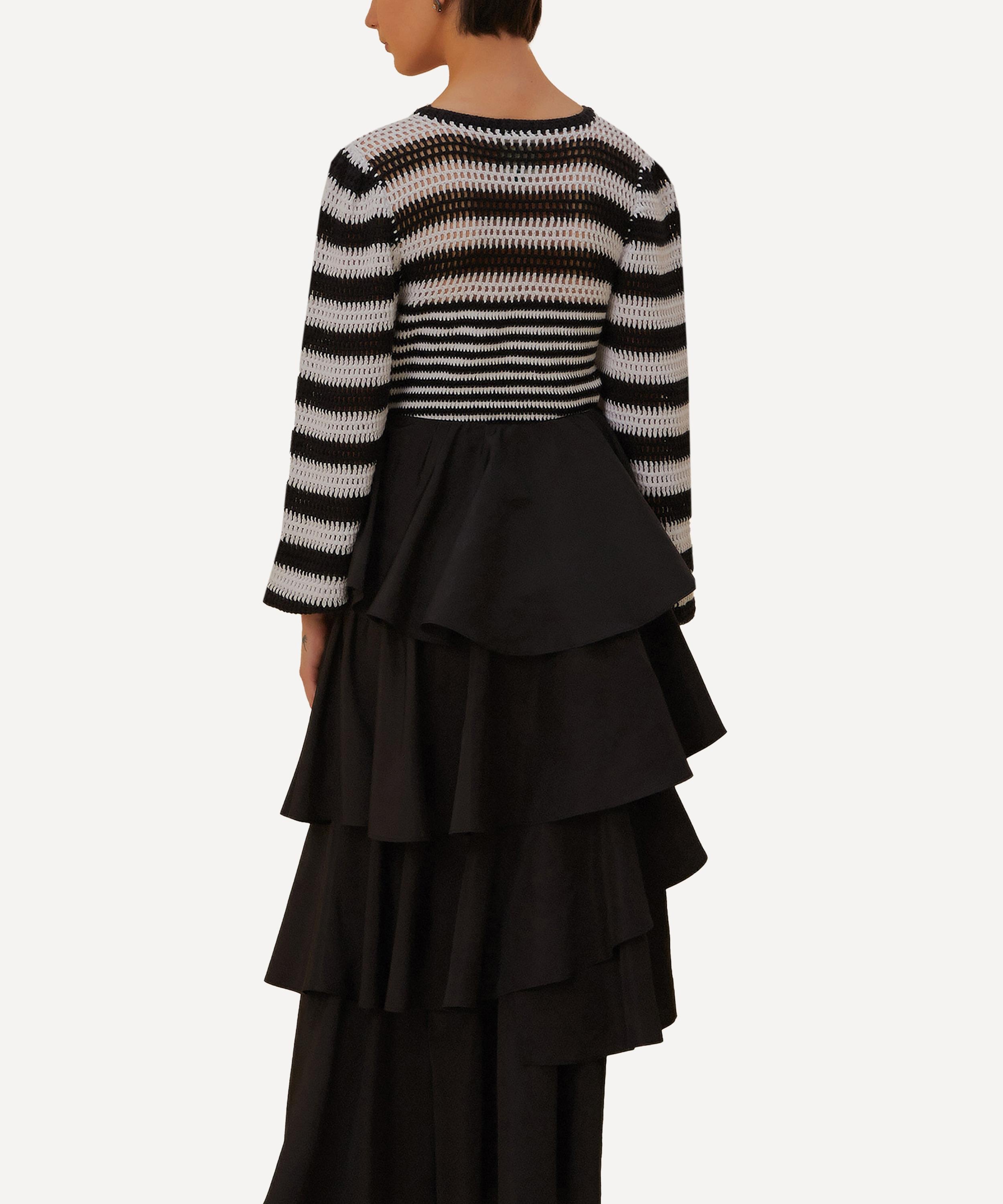 Black Tiered Bow Detail Maxi-Skirt - 3